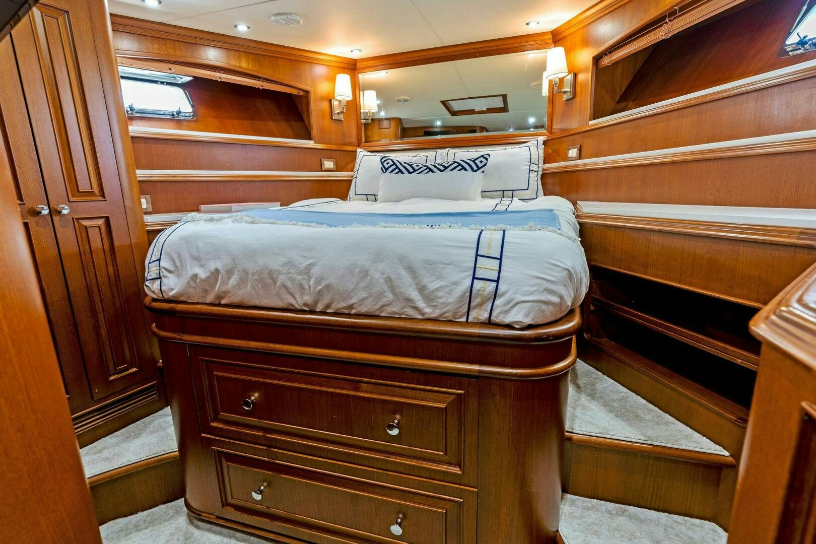 a bed in a cabin aboard RELENTLESS Yacht for Sale