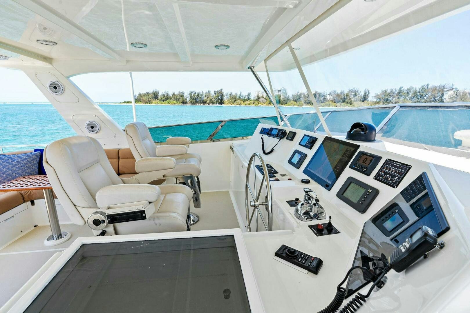 a boat with a laptop on it aboard RELENTLESS Yacht for Sale