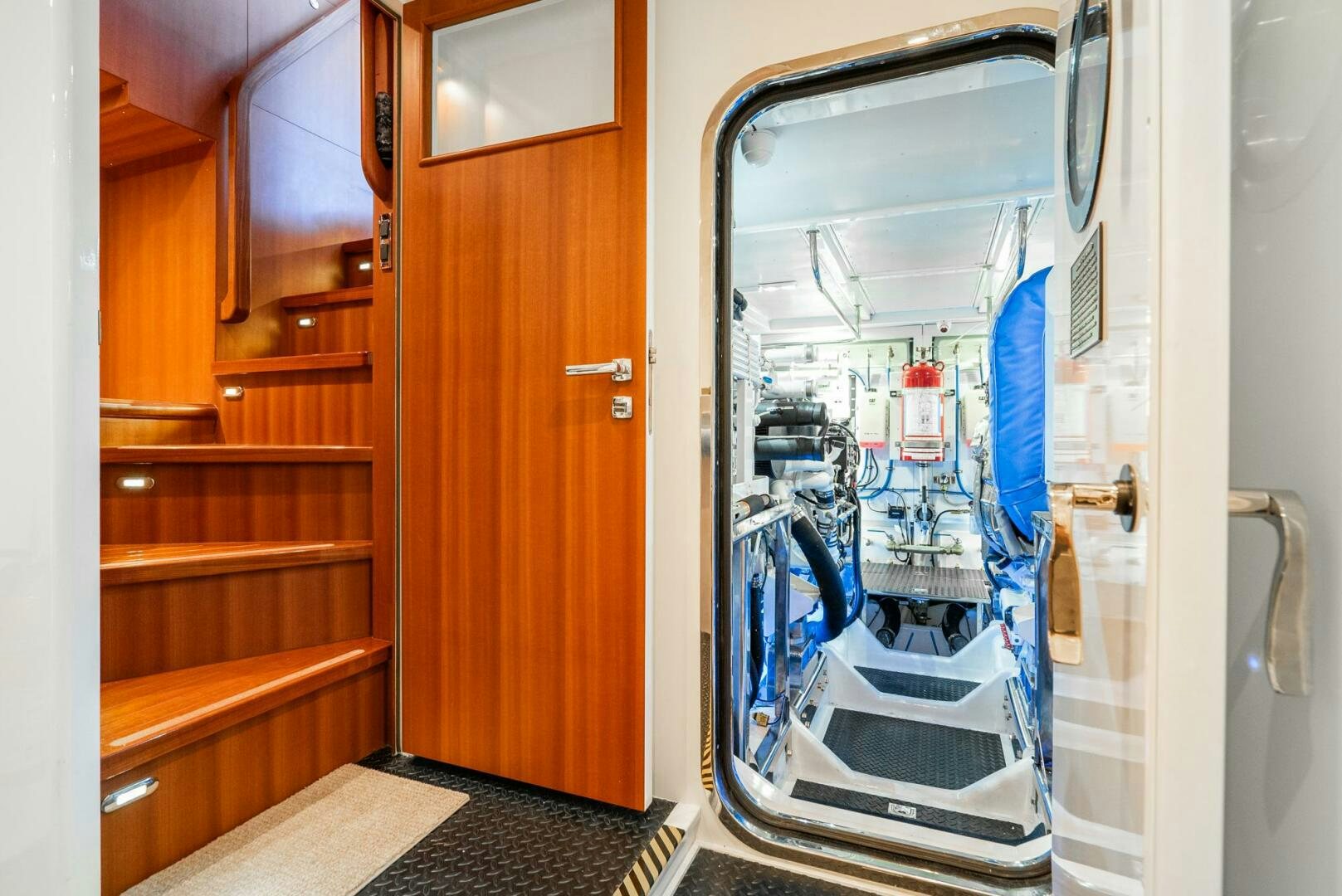 a door open to a room aboard KING OF NOTHING Yacht for Sale