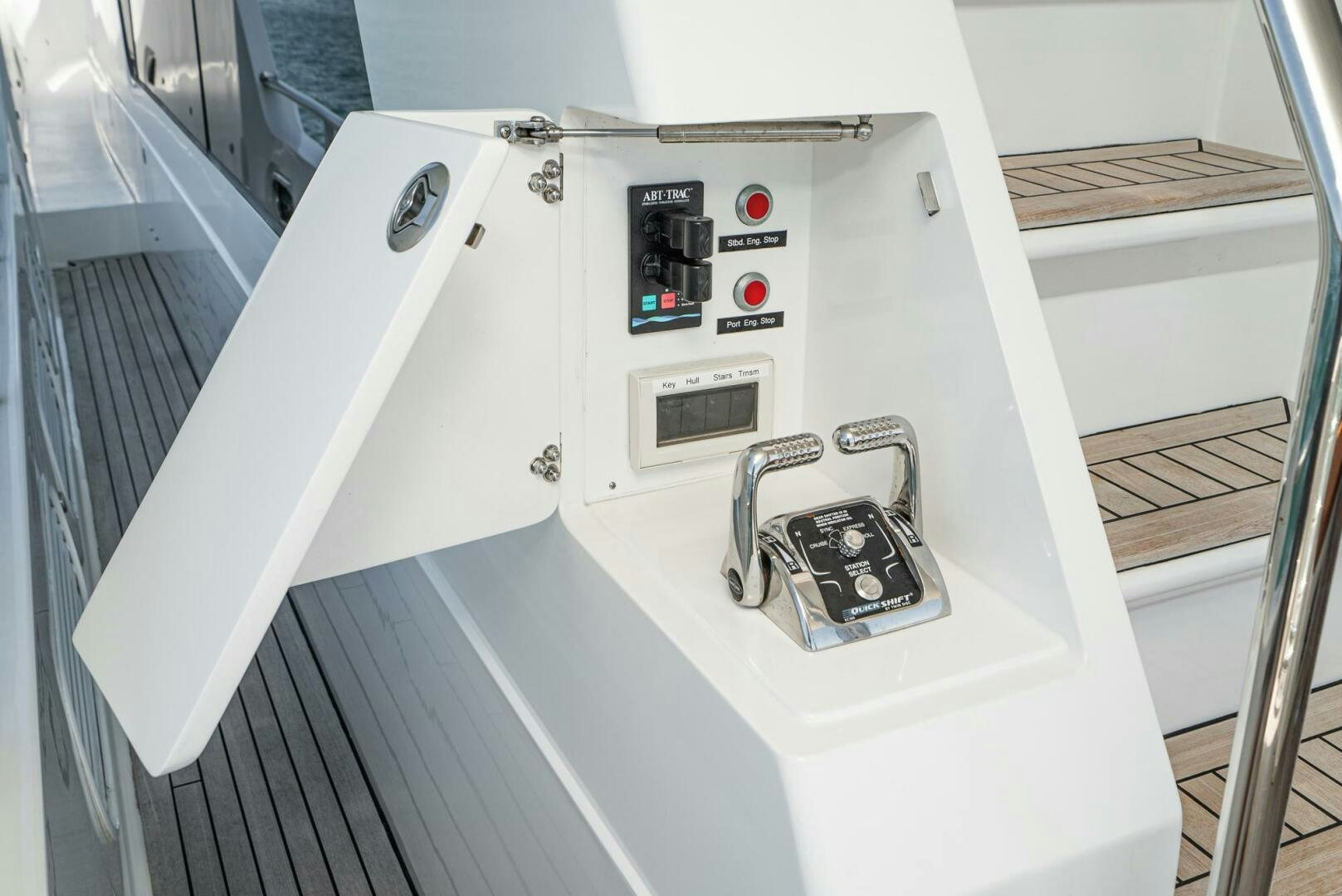 a white rectangular object with a black object on it aboard KING OF NOTHING Yacht for Sale