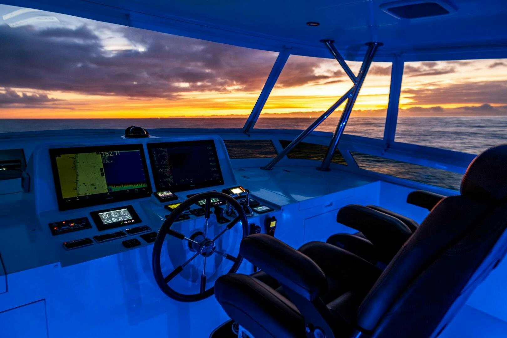 the inside of a car aboard KING OF NOTHING Yacht for Sale