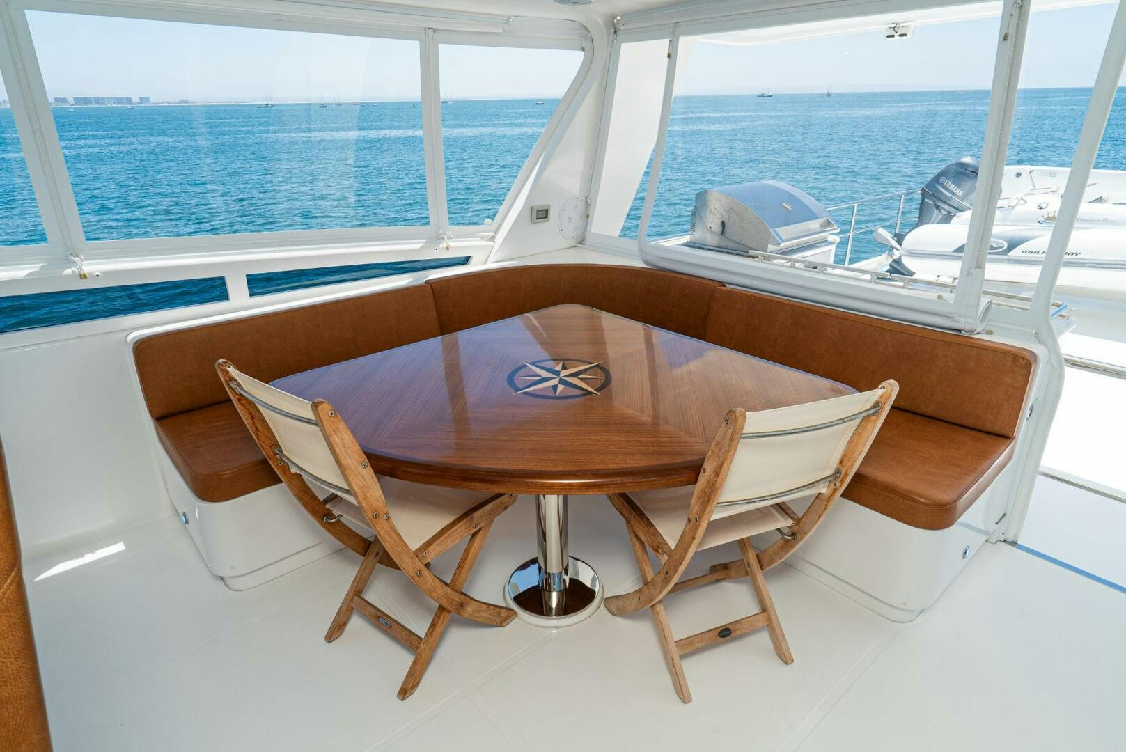a table on a boat aboard KING OF NOTHING Yacht for Sale