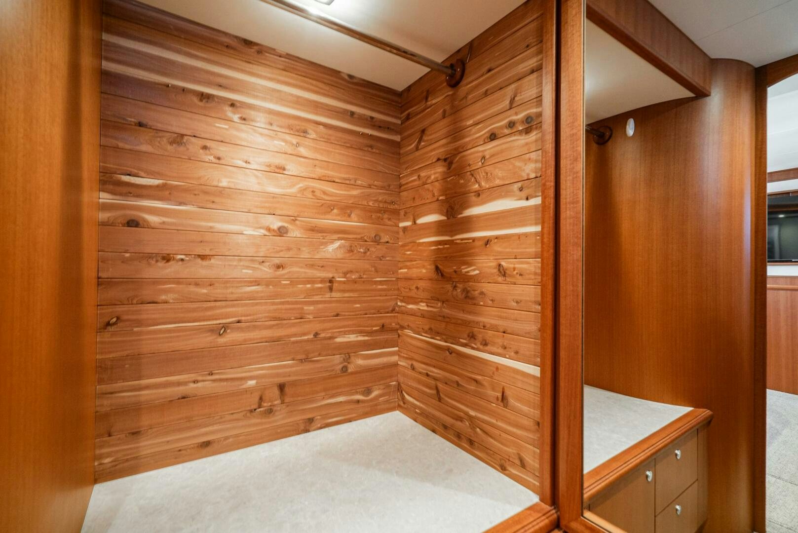 a wooden bunk bed aboard KING OF NOTHING Yacht for Sale