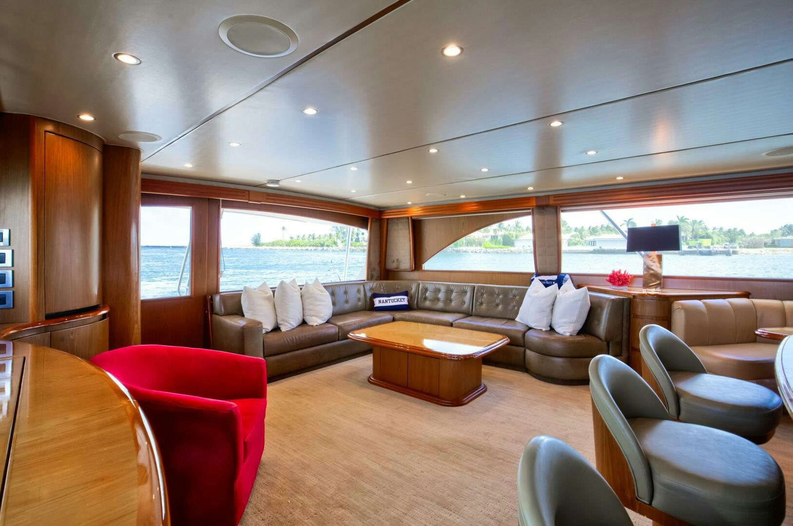 a living room with a large window aboard DONE DEAL Yacht for Sale