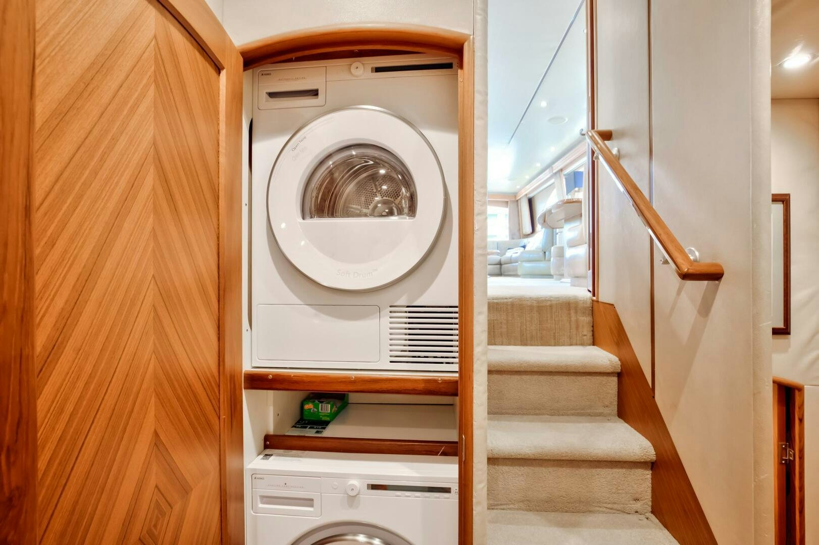a white washing machine aboard DONE DEAL Yacht for Sale