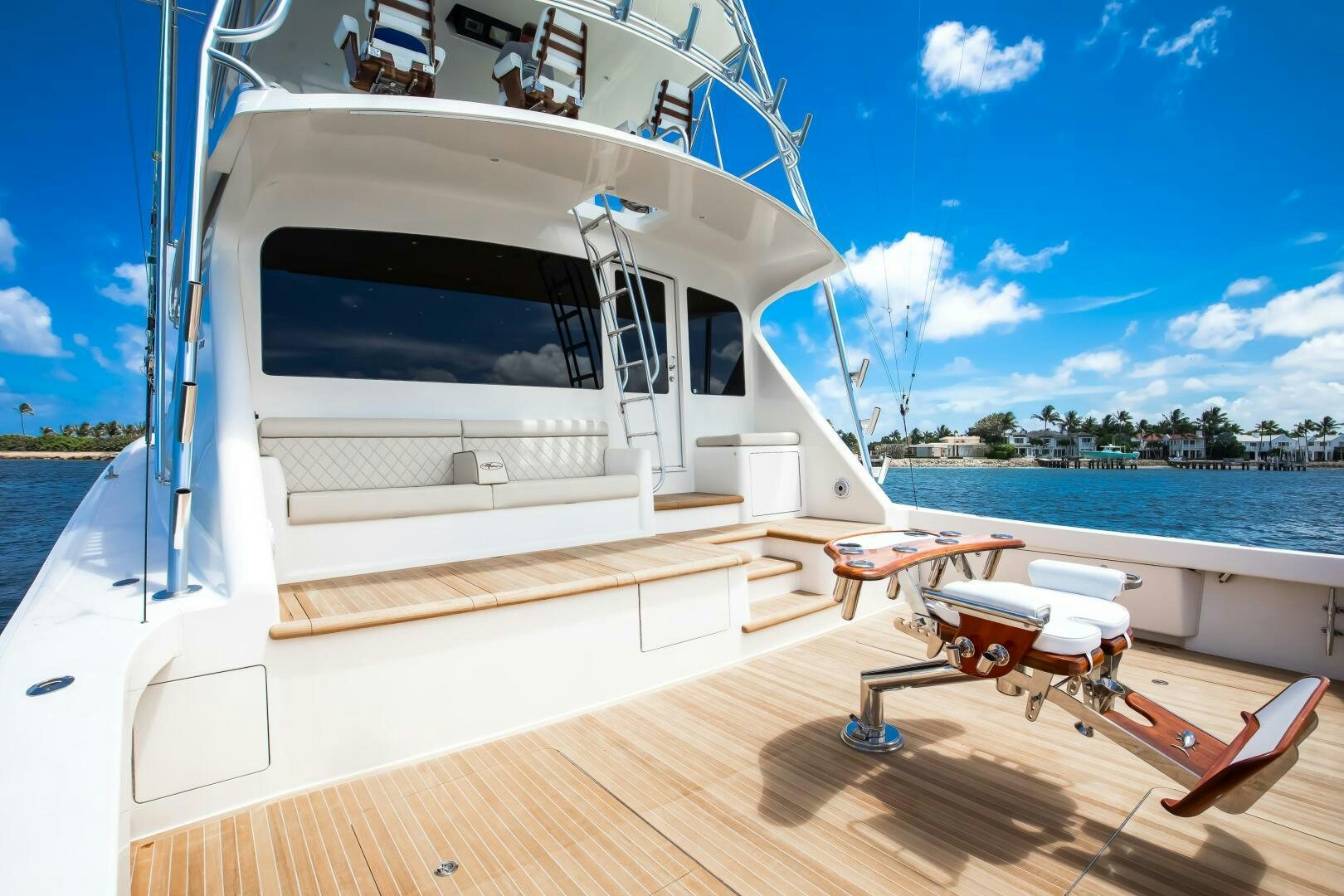a boat on a deck aboard DONE DEAL Yacht for Sale