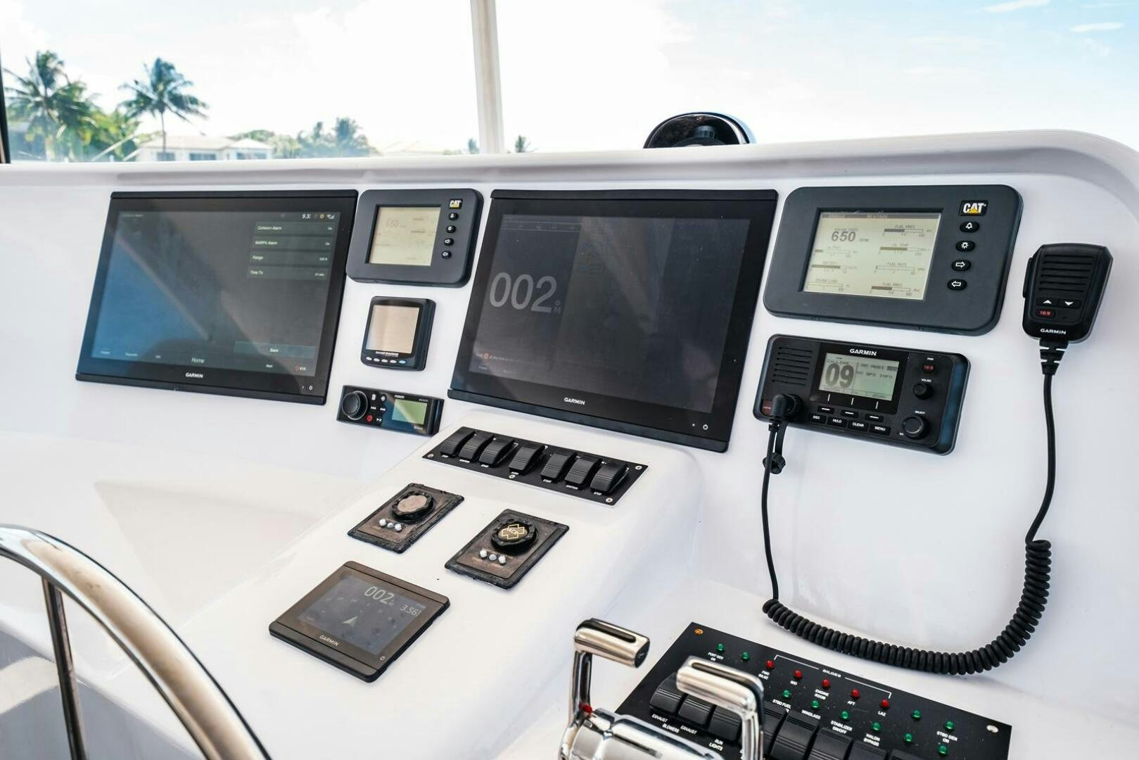 a white table with electronic devices aboard GRACE Yacht for Sale
