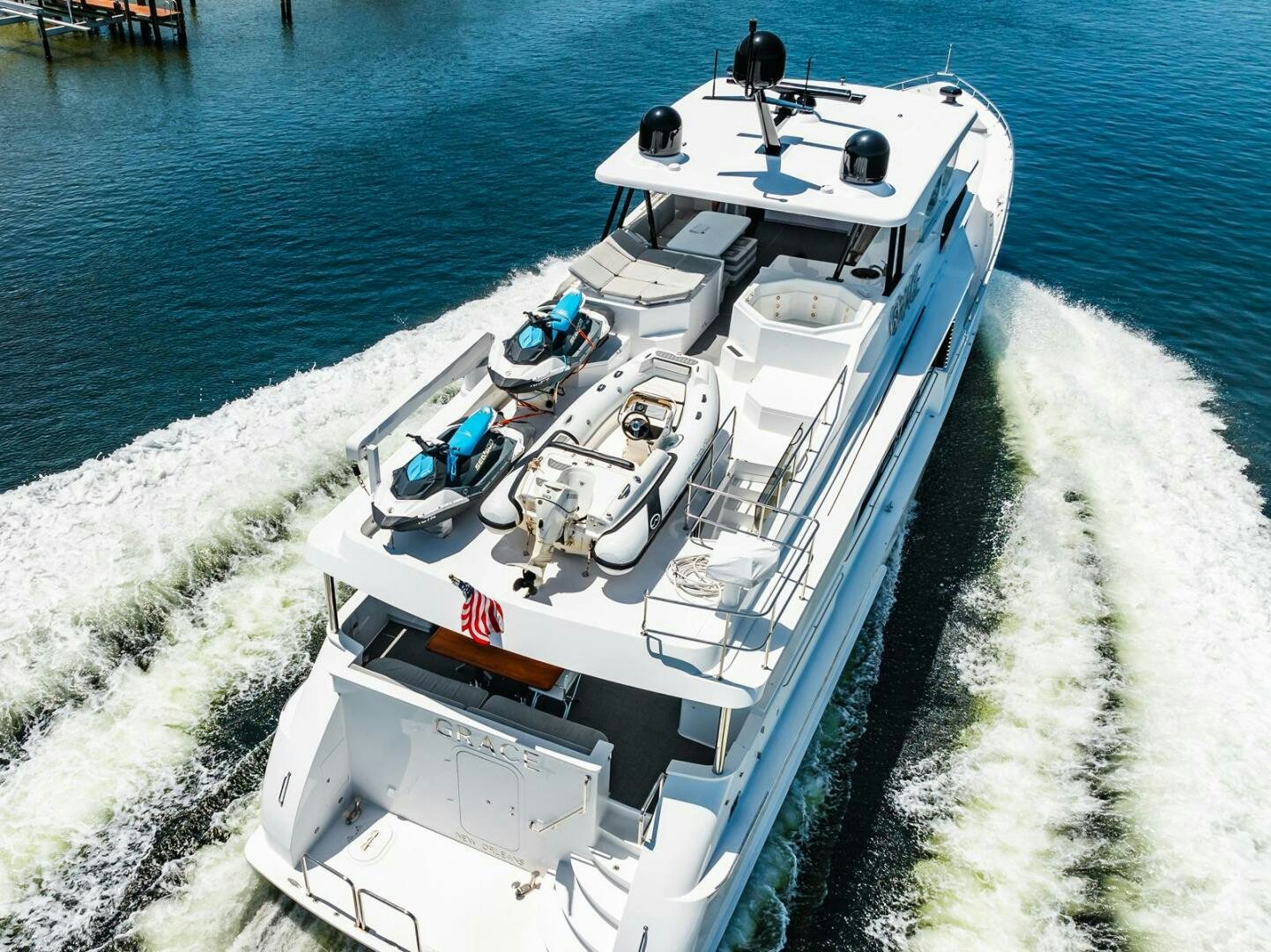 a boat on the water aboard GRACE Yacht for Sale