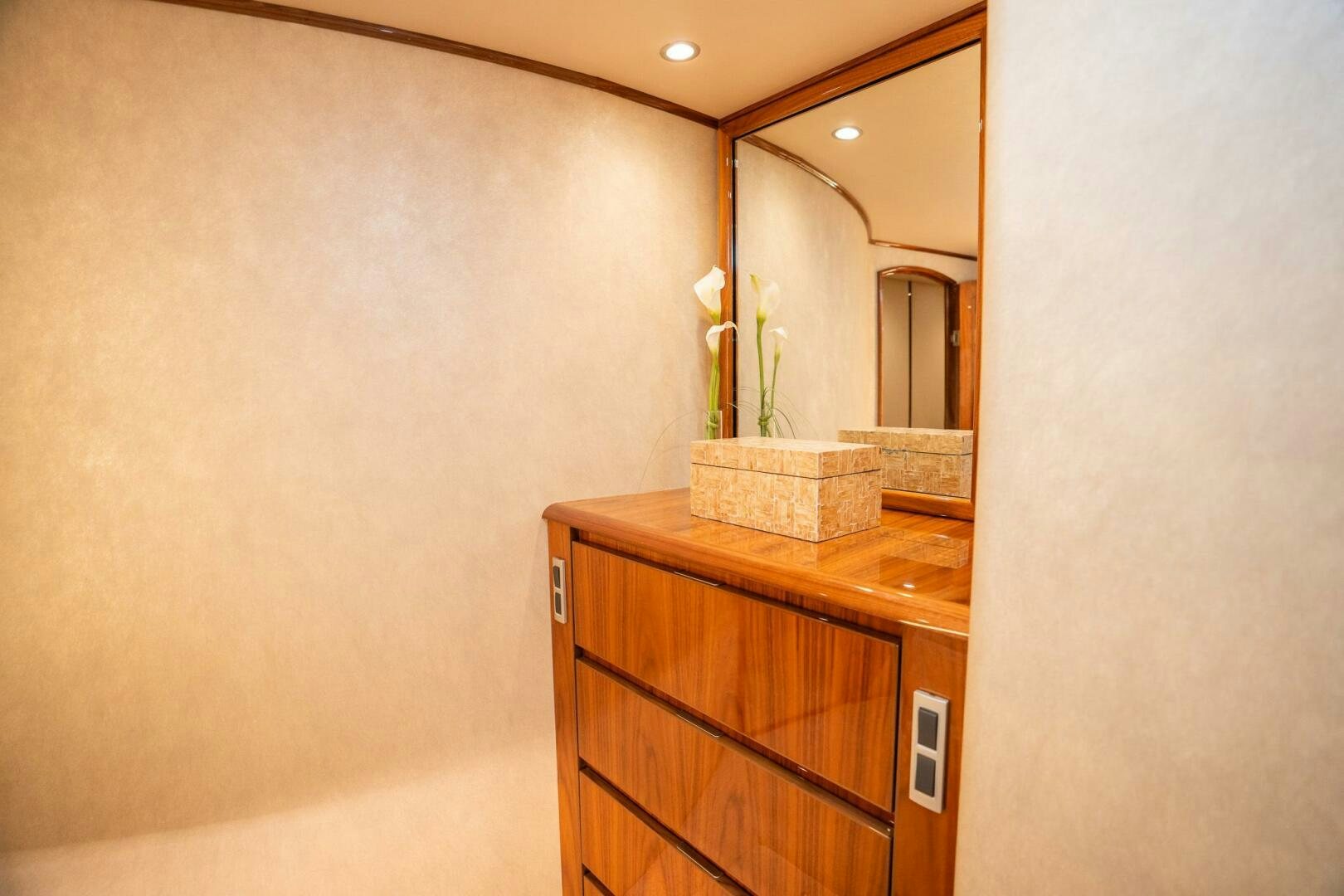 a bathroom with a mirror aboard VOODOO Yacht for Sale