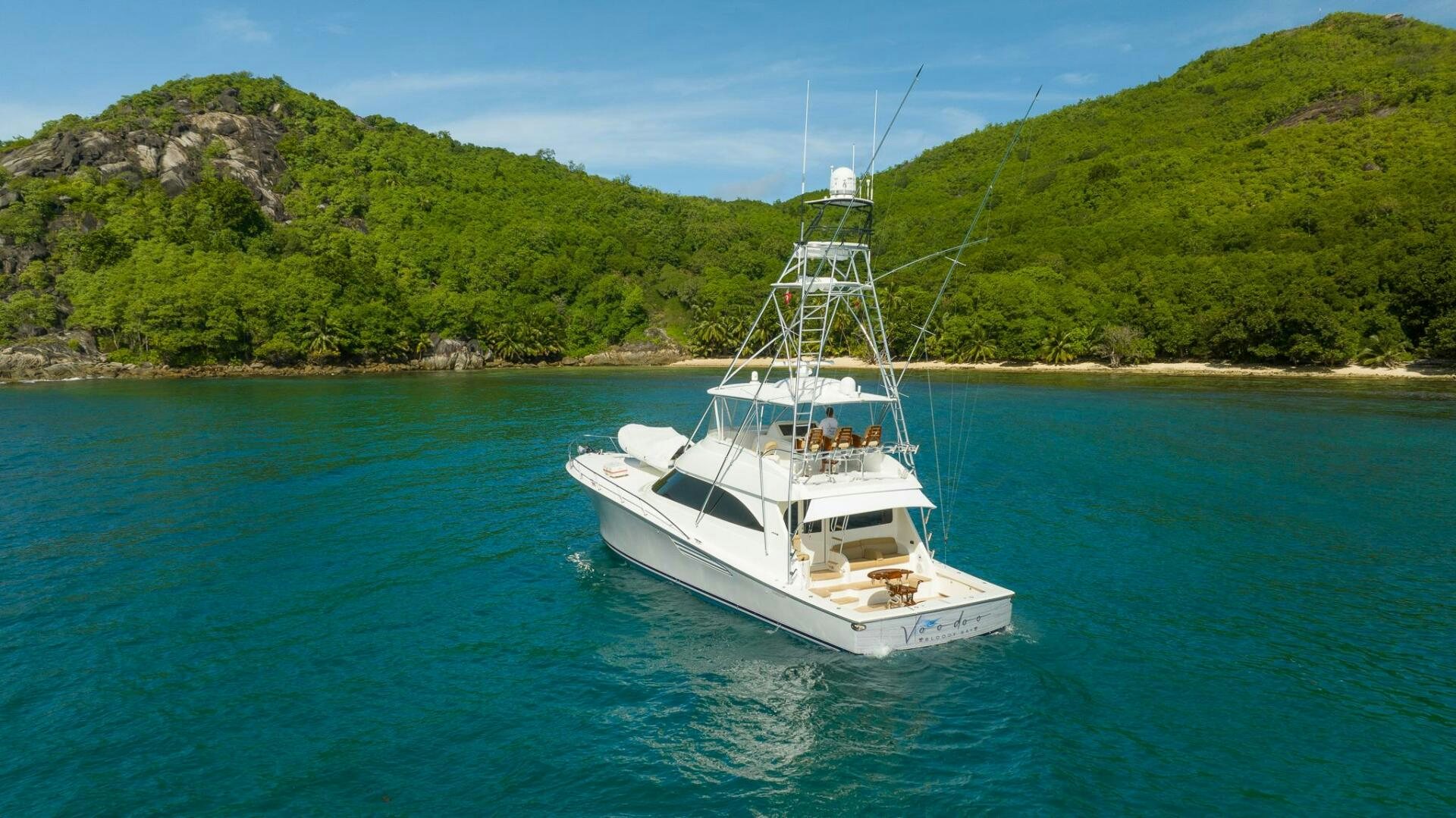 a boat sailing on the water aboard VOODOO Yacht for Sale