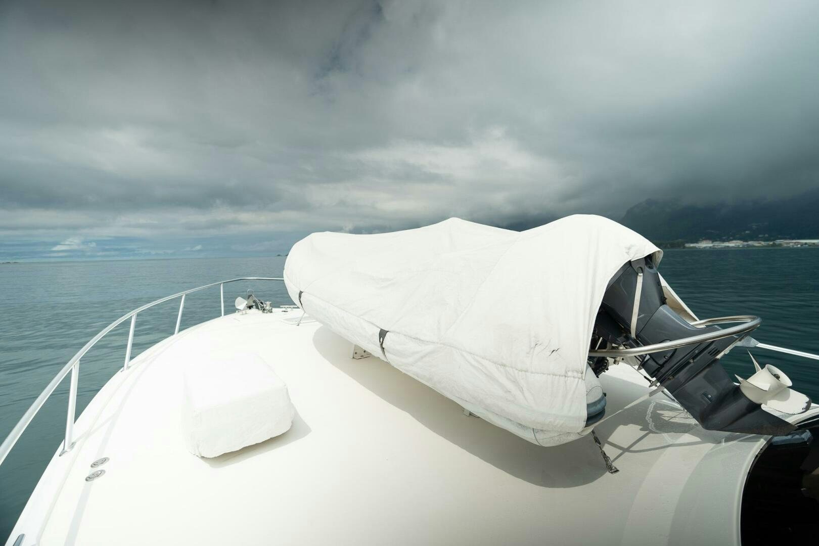 a white tent on a boat aboard VOODOO Yacht for Sale