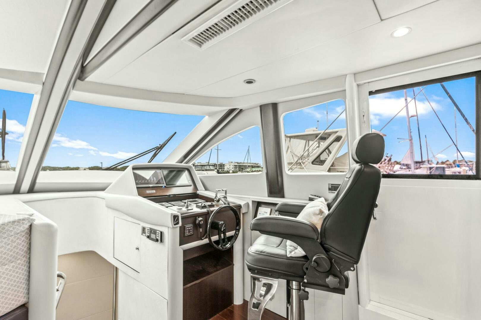 inside of a car aboard HIGH LIFE Yacht for Sale