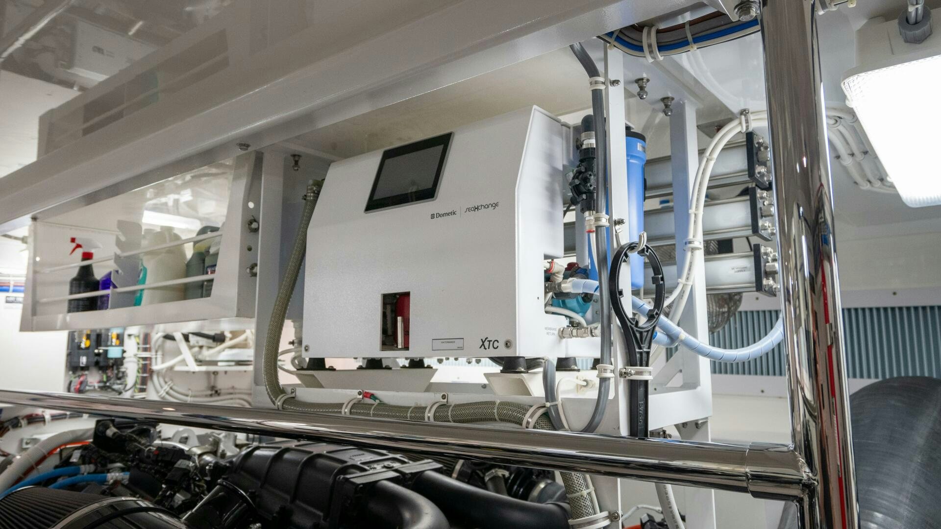 a large white machine with wires aboard IMAGINE Yacht for Sale