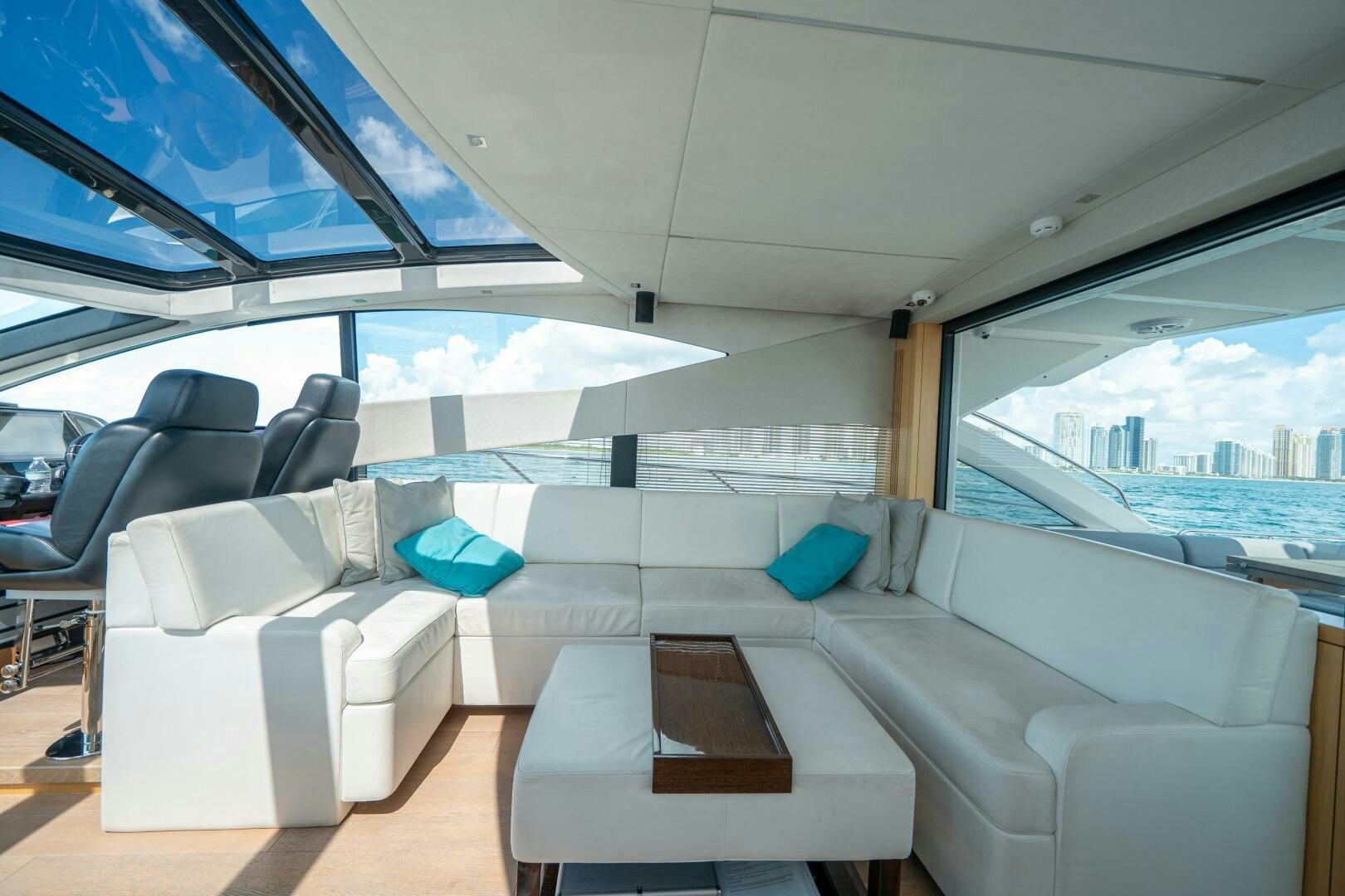 inside of a car aboard MYLE Yacht for Sale