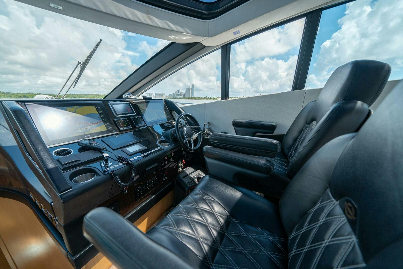 inside of a car aboard MYLE Yacht for Sale