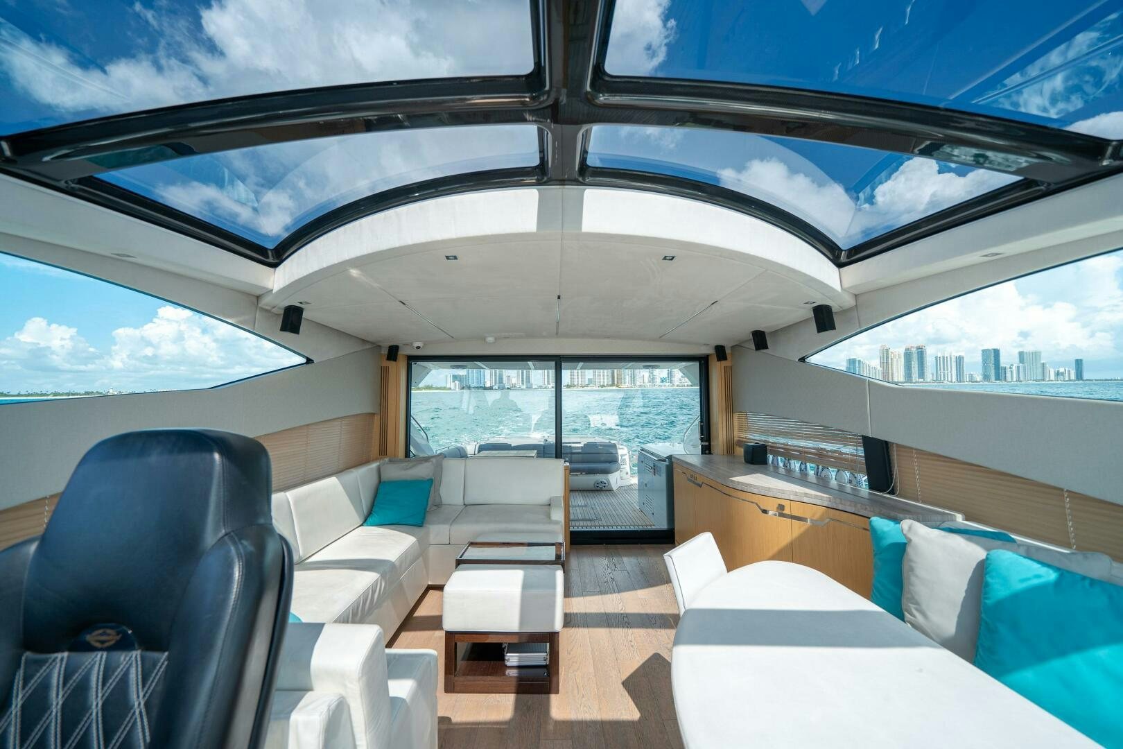 inside of a building with a large open window aboard MYLE Yacht for Sale