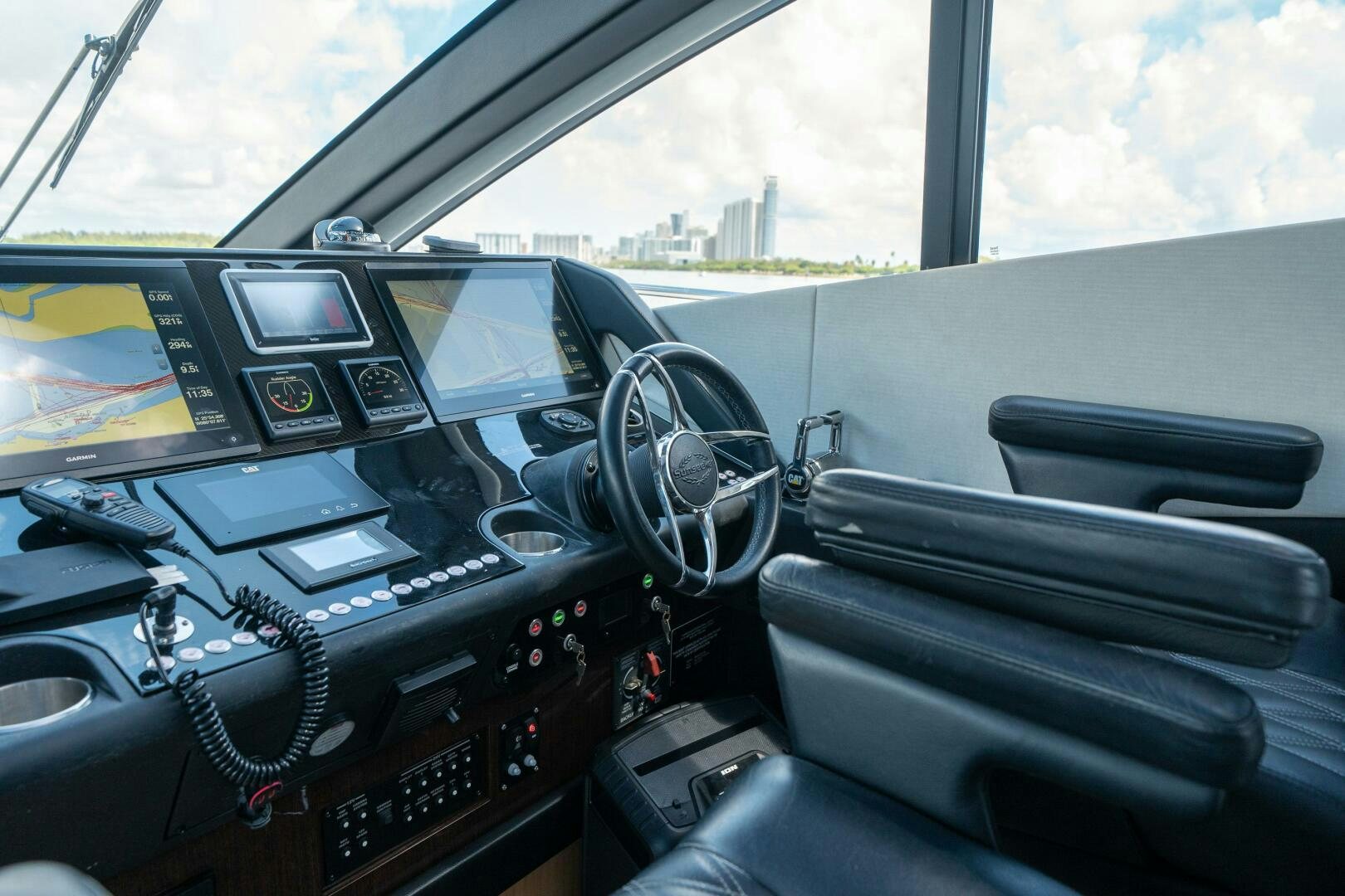 inside of a car aboard MYLE Yacht for Sale
