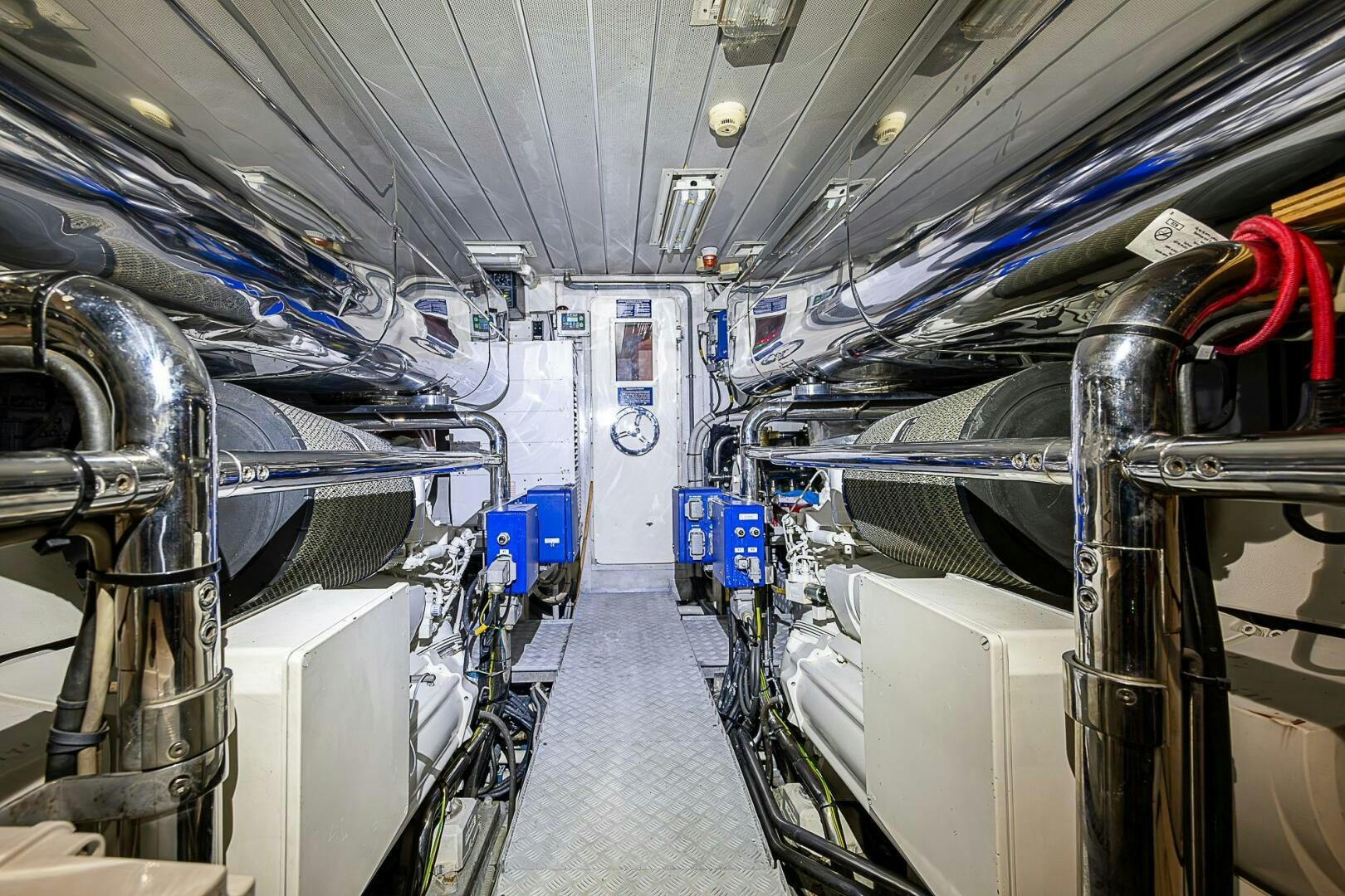 a large room with machinery aboard INTERVENTION Yacht for Sale