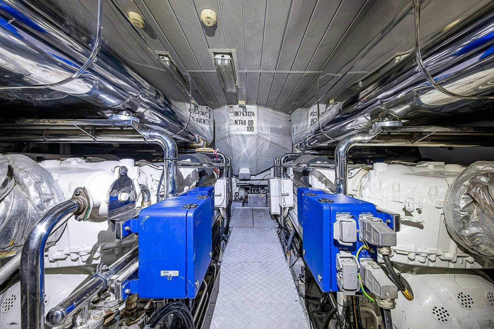 a large room with machinery aboard INTERVENTION Yacht for Sale