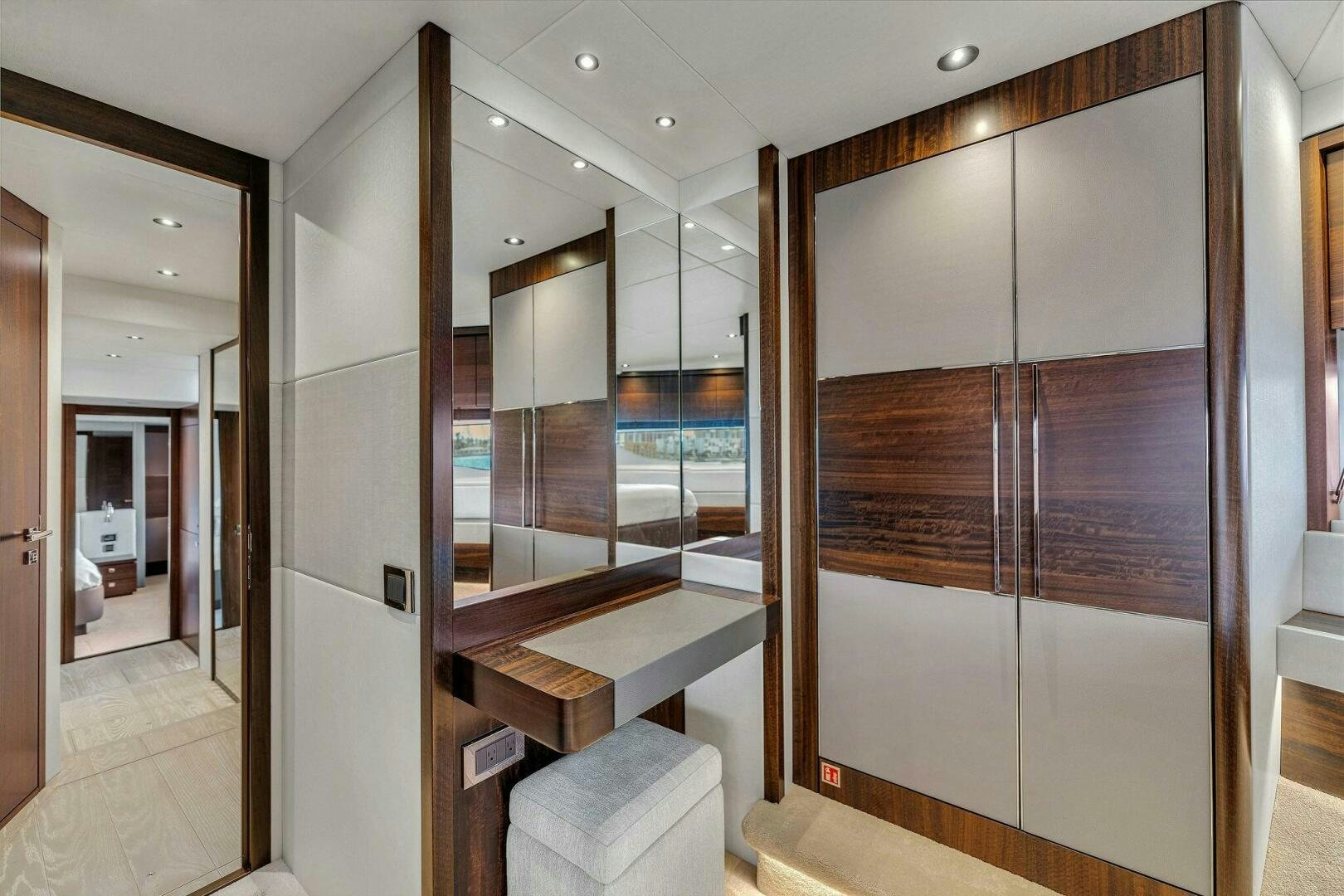 a room with a glass wall aboard YOU AND ISLANDS Yacht for Sale