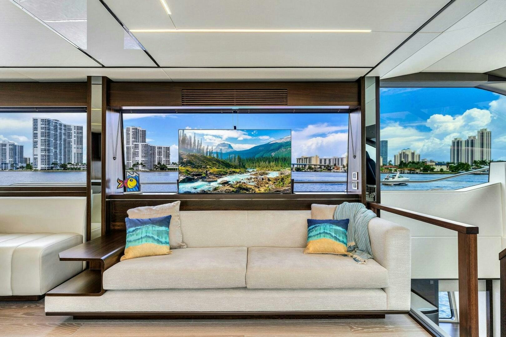 a couch in a room aboard YOU AND ISLANDS Yacht for Sale