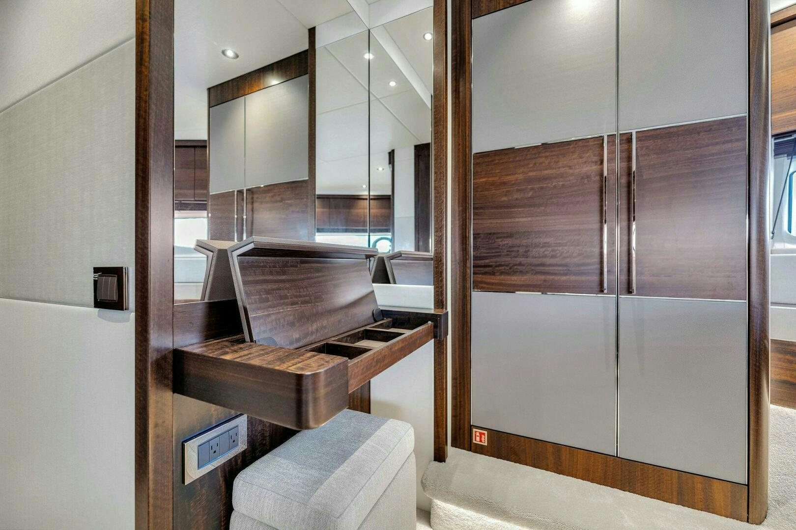a kitchen with a large stainless steel refrigerator aboard YOU AND ISLANDS Yacht for Sale