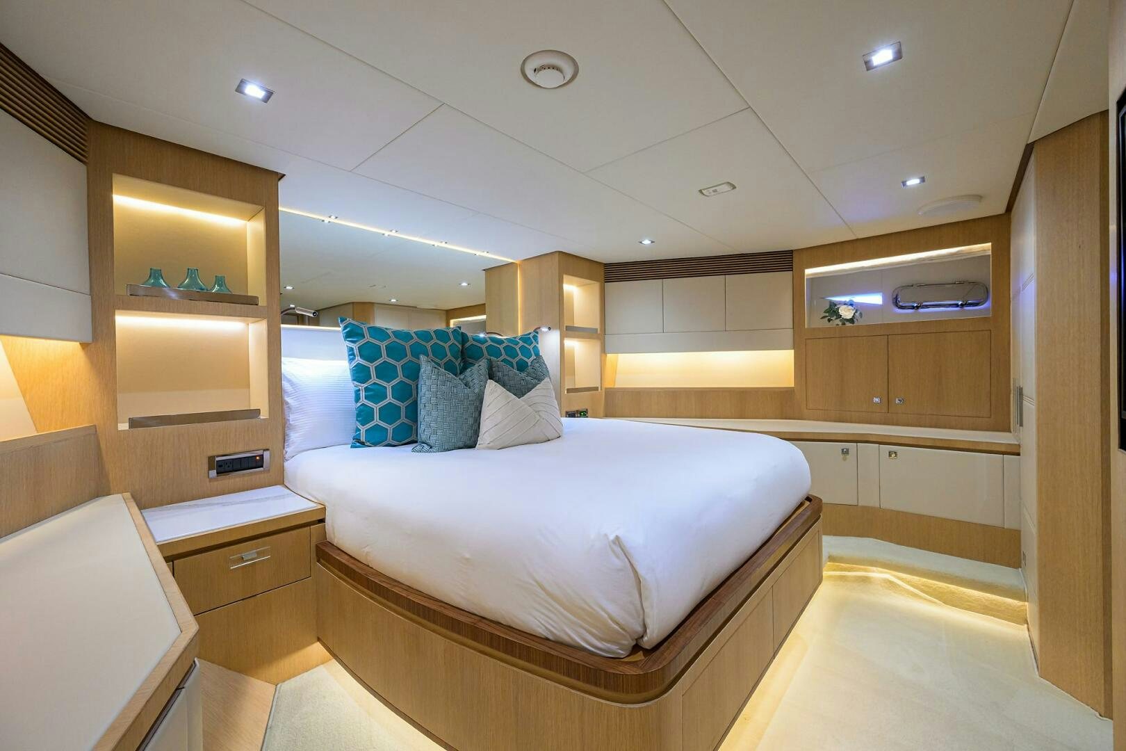 a bedroom with a bed aboard AQUA LIFE Yacht for Sale