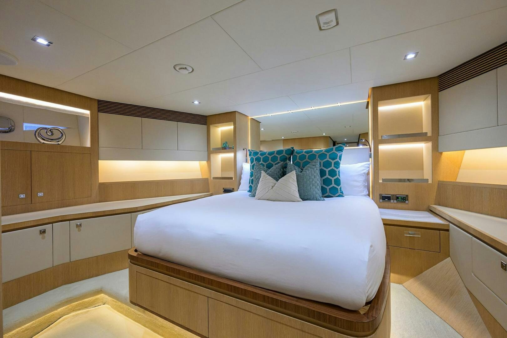 a bedroom with a bed aboard AQUA LIFE Yacht for Sale