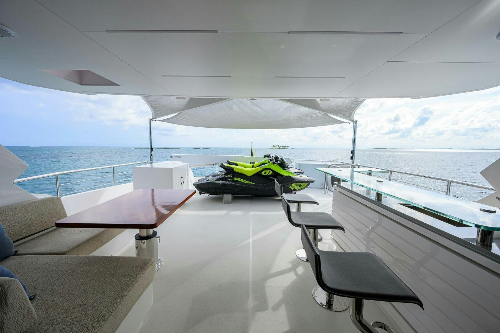 a boat on a deck aboard AQUA LIFE Yacht for Sale