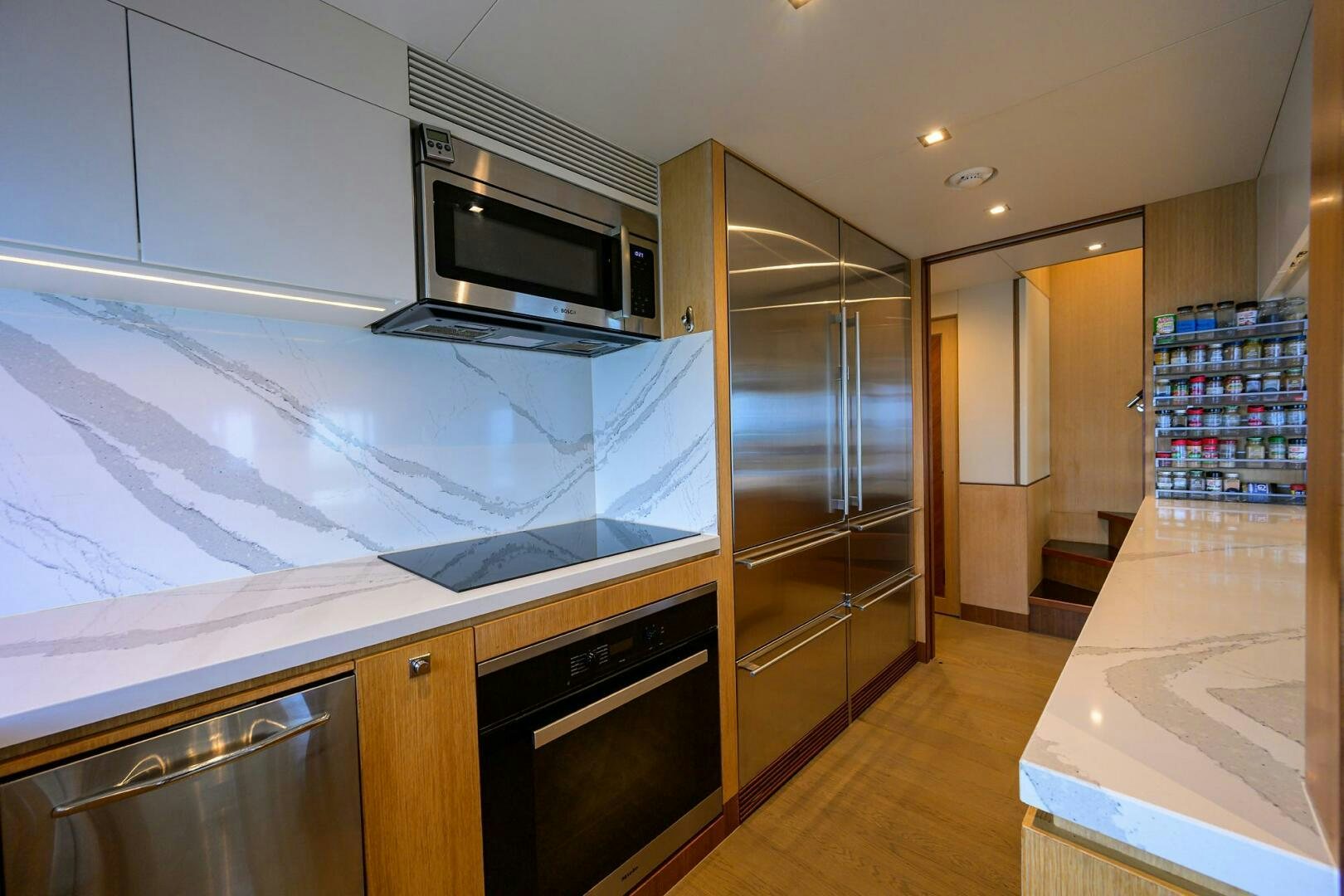 a kitchen with a large oven aboard AQUA LIFE Yacht for Sale