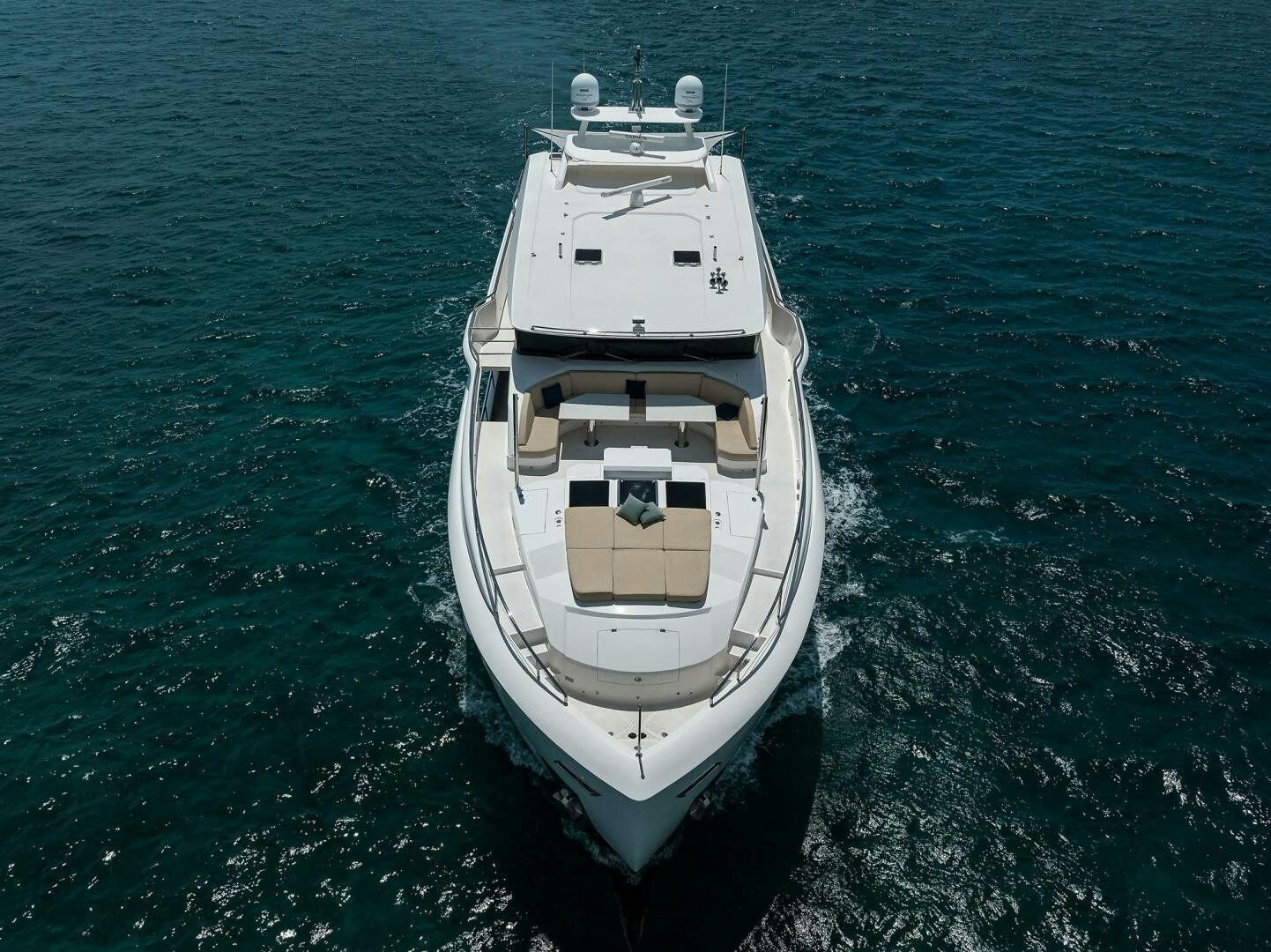 a white boat in the water aboard AQUA LIFE Yacht for Sale