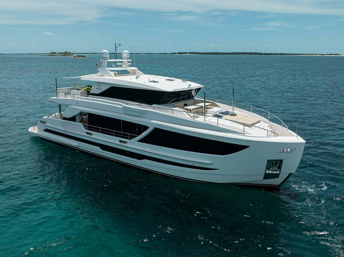 a white boat in the water aboard AQUA LIFE Yacht for Sale