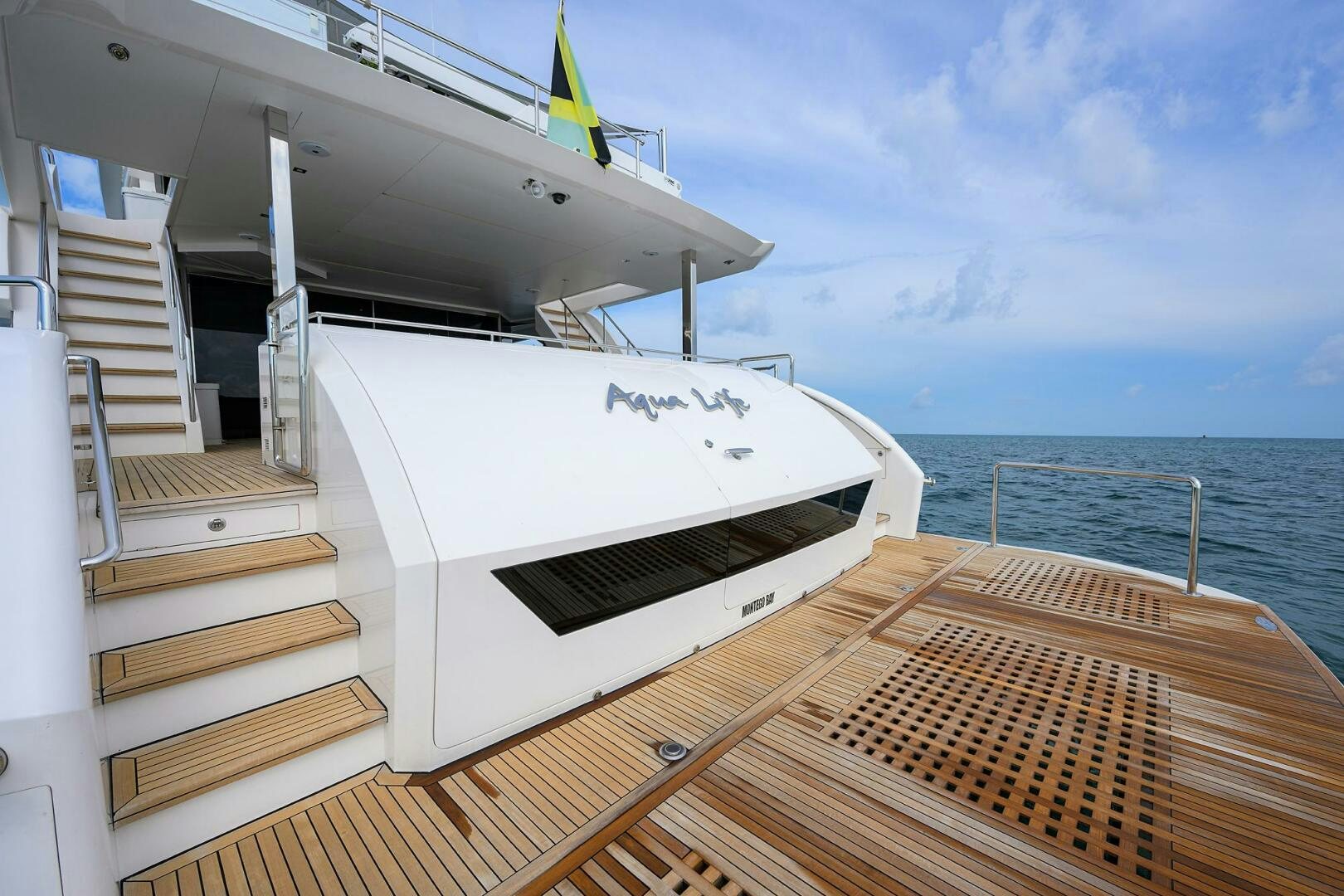 a boat on a deck aboard AQUA LIFE Yacht for Sale