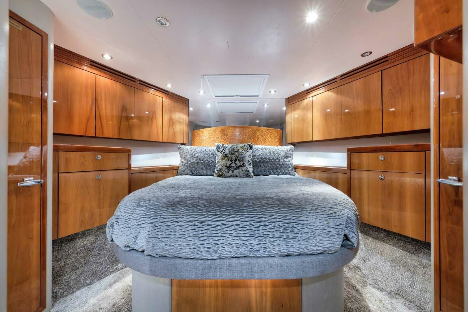 a bed in a room aboard REEL TRADER Yacht for Sale