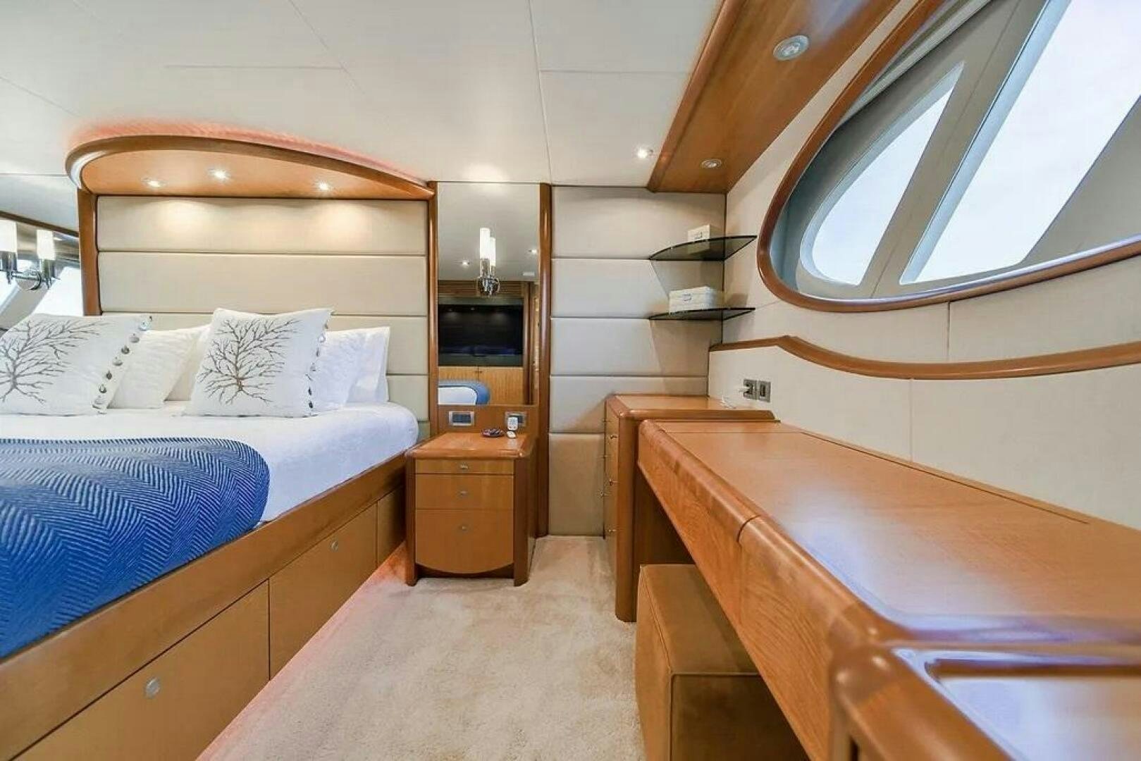 a room with two beds aboard CERCA TROVA Yacht for Sale
