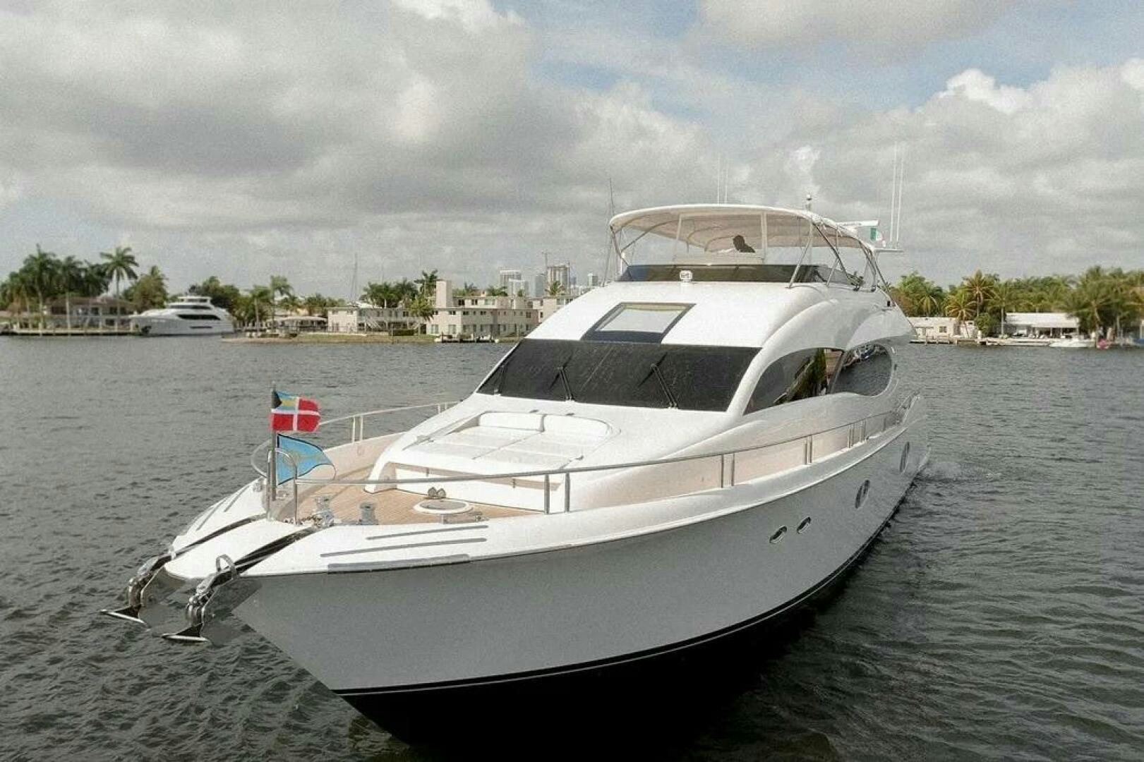 a white boat in the water aboard CERCA TROVA Yacht for Sale