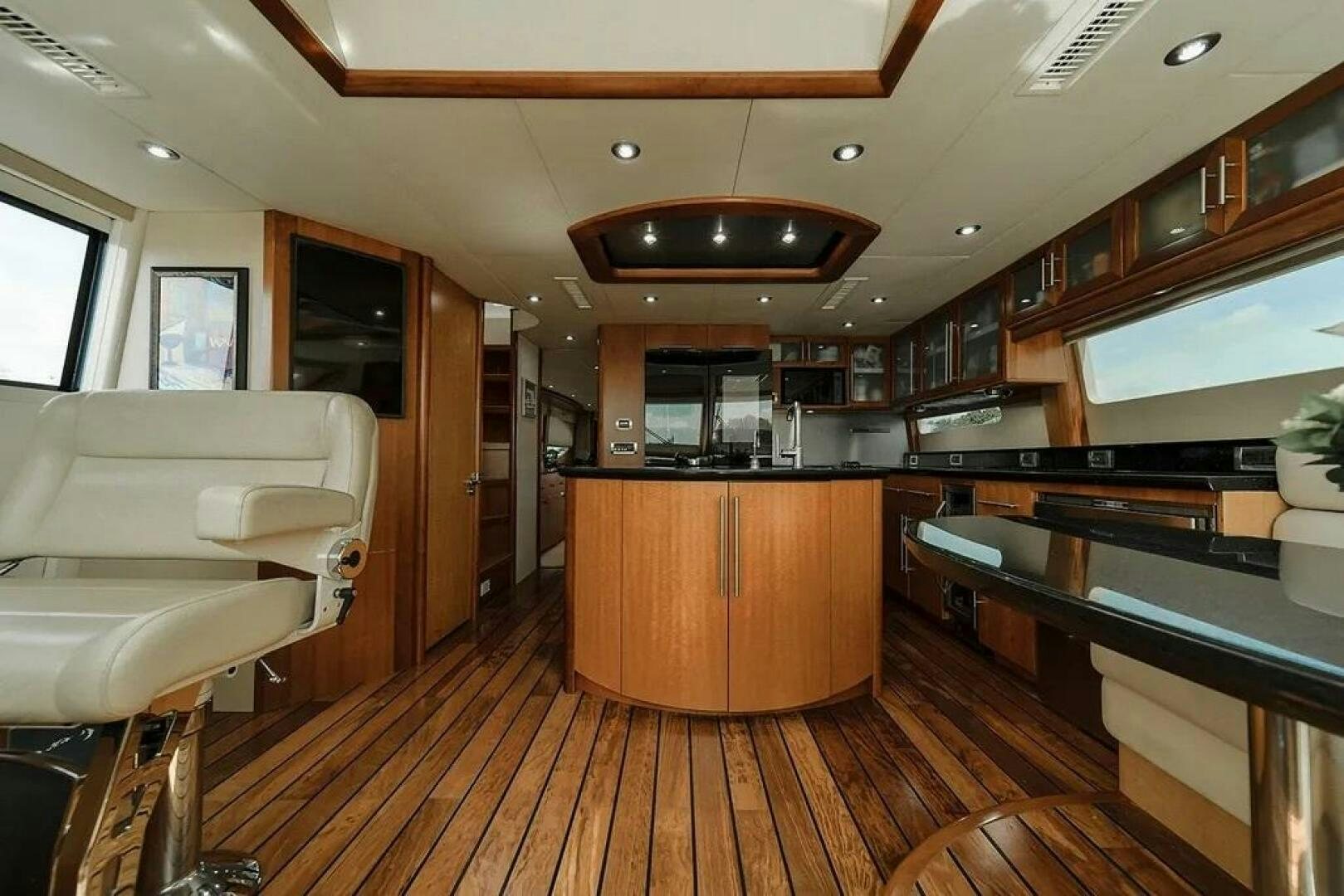 a large kitchen with a large sink aboard CERCA TROVA Yacht for Sale
