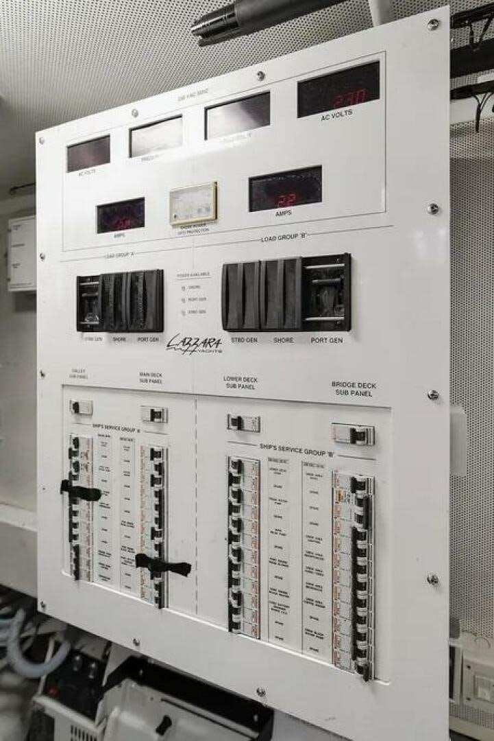 a white computer tower aboard CERCA TROVA Yacht for Sale