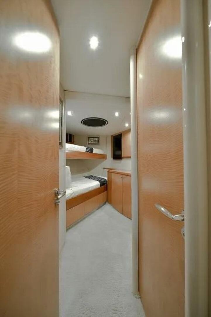 a bathroom with a sink and a mirror aboard CERCA TROVA Yacht for Sale