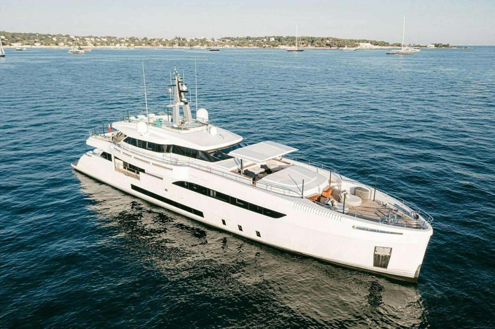 a white yacht on the water aboard BARTALI Yacht for Sale