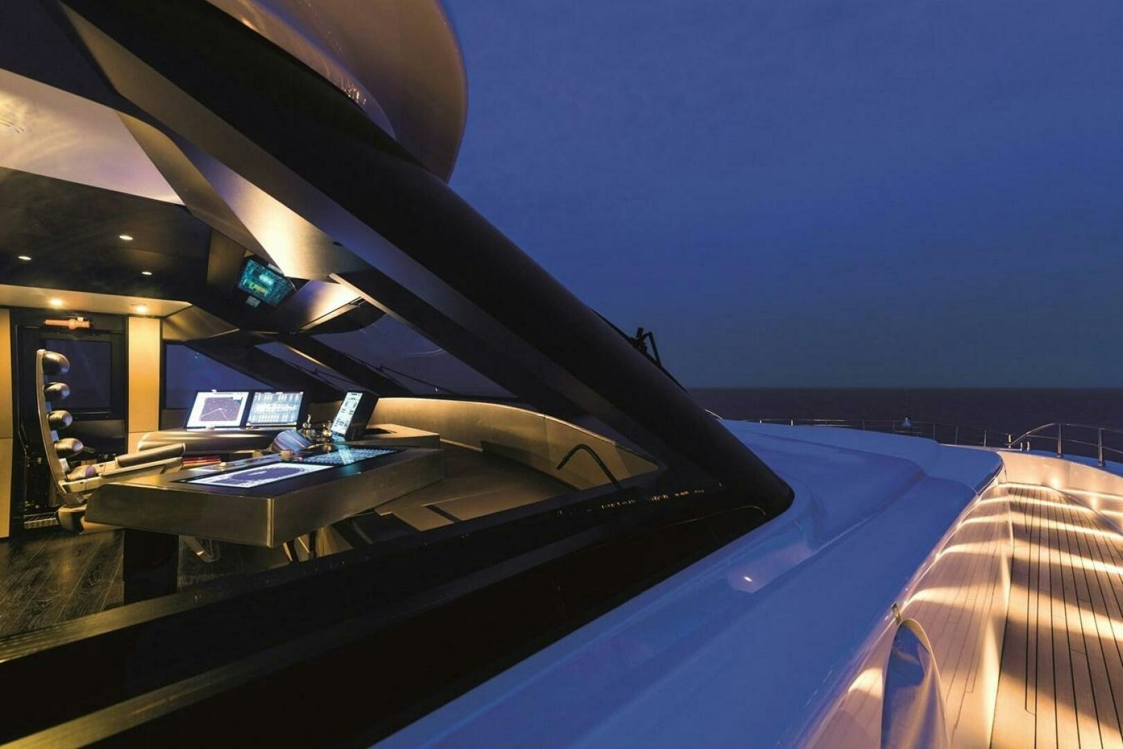 the wing of an airplane aboard BARTALI Yacht for Sale