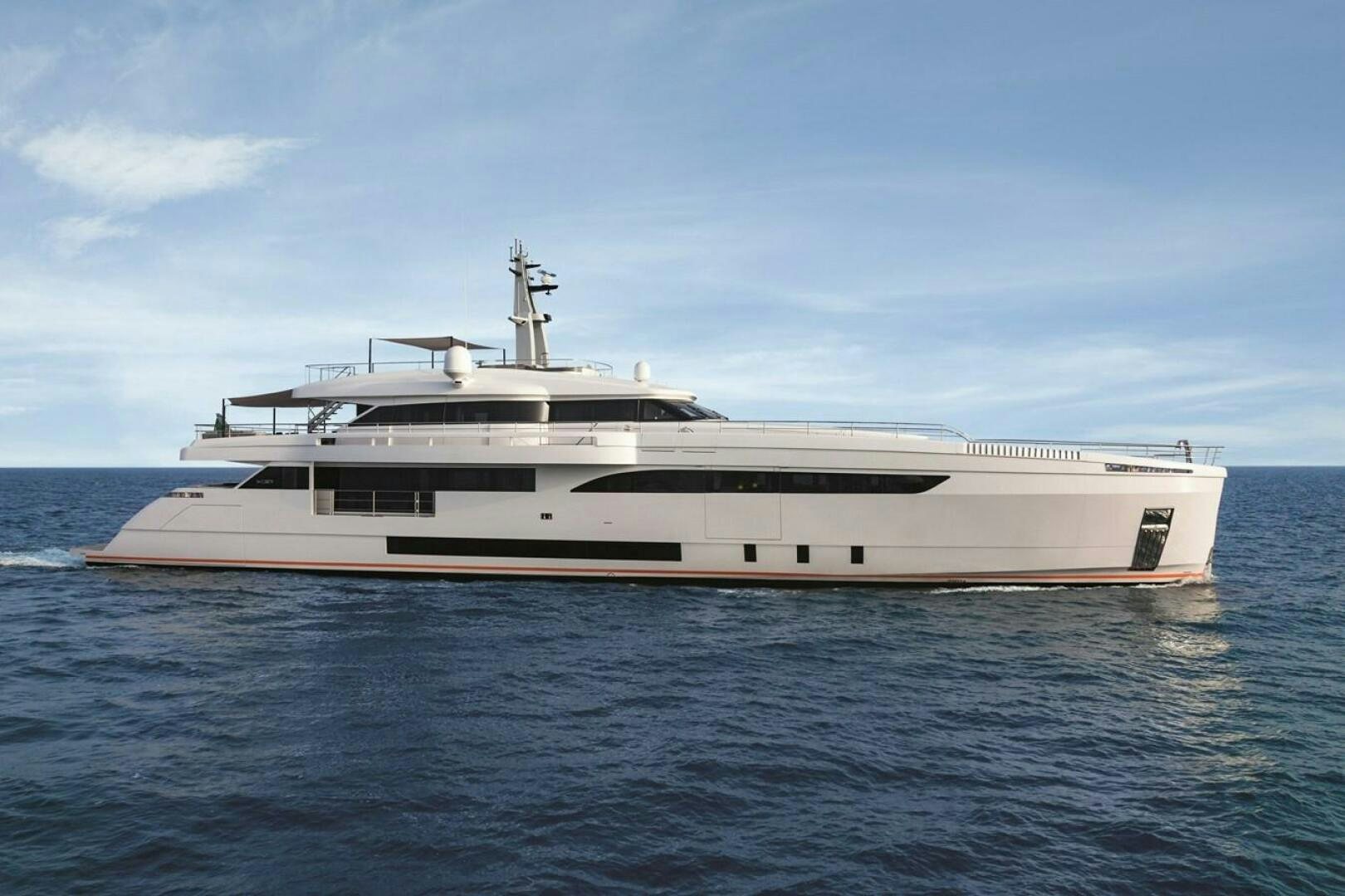 a large white ship in the water aboard BARTALI Yacht for Sale