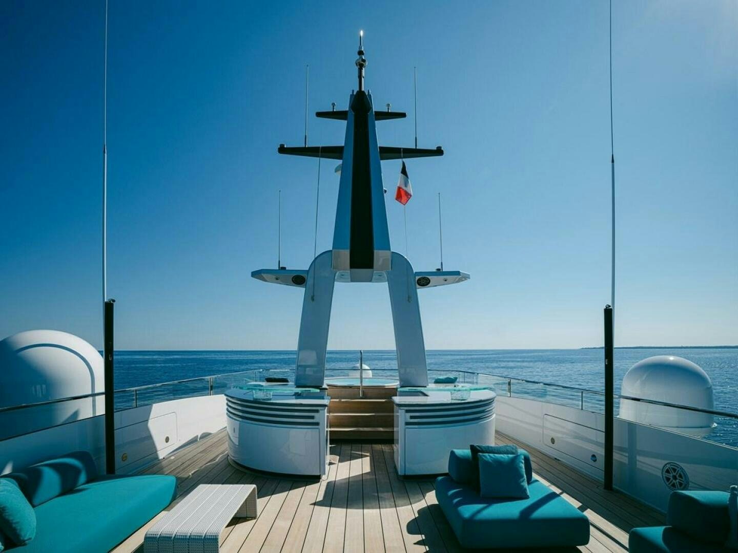 a large metal structure on a deck aboard BARTALI Yacht for Sale
