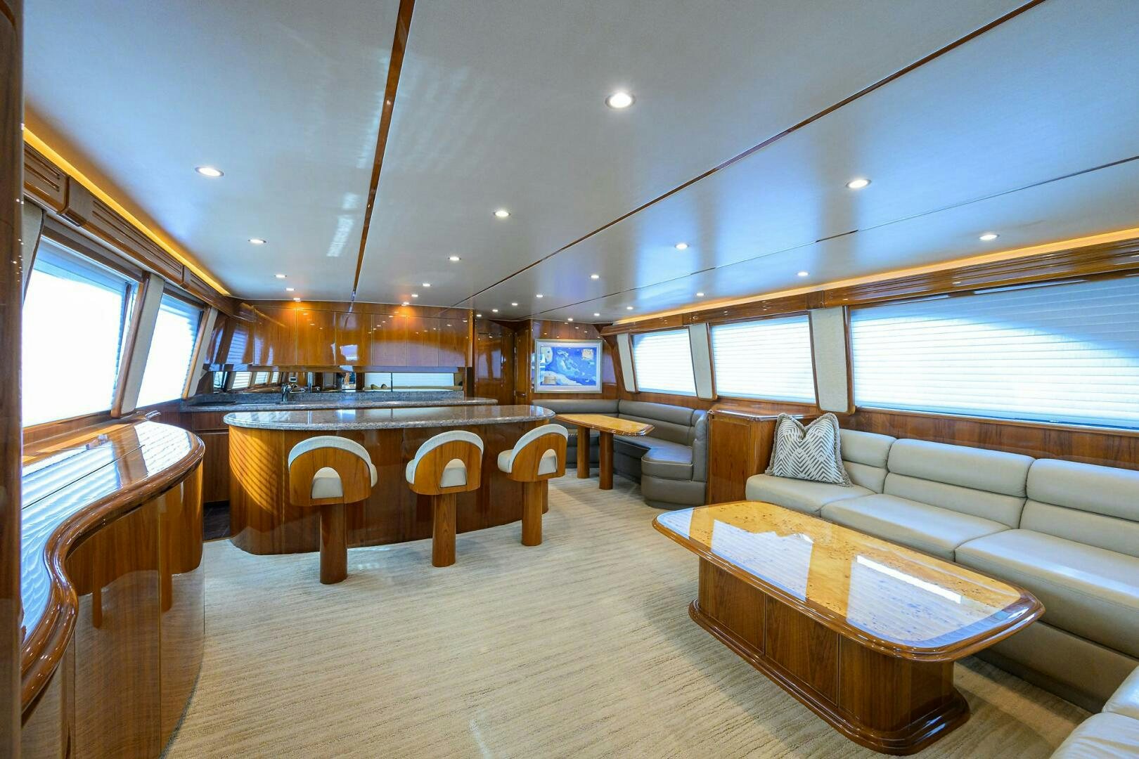 a large room with a couch and a table aboard JUST CHILLIN Yacht for Sale
