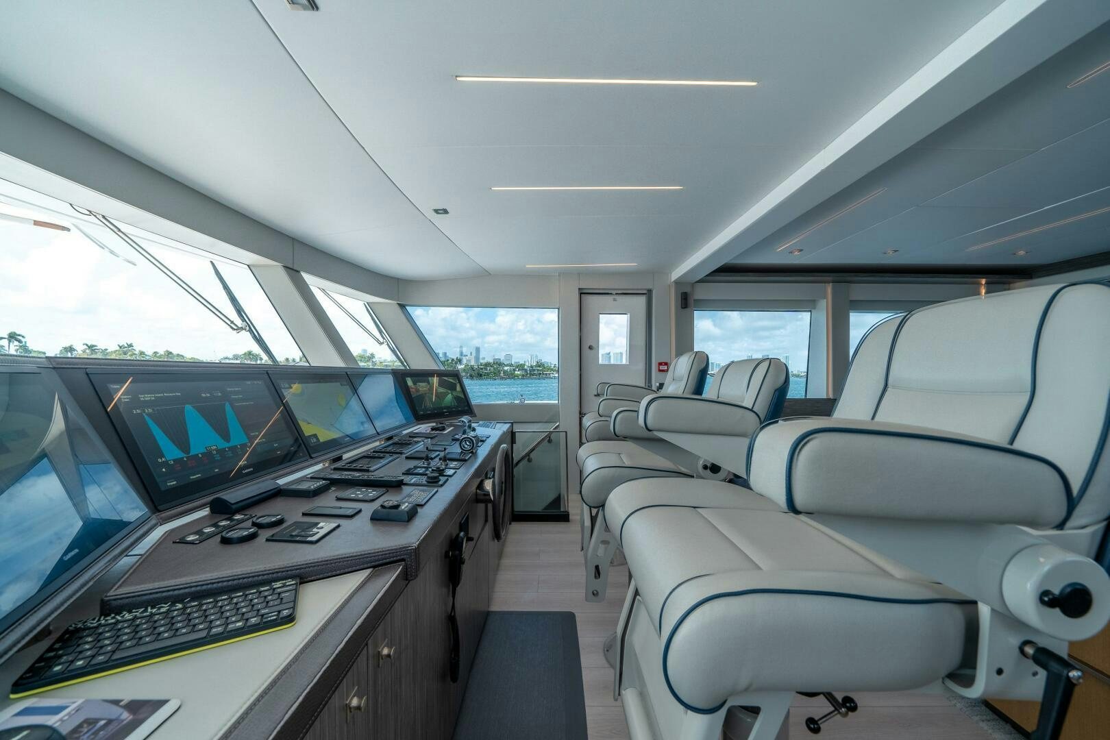 inside of a vehicle with computers aboard DAY ONE Yacht for Sale