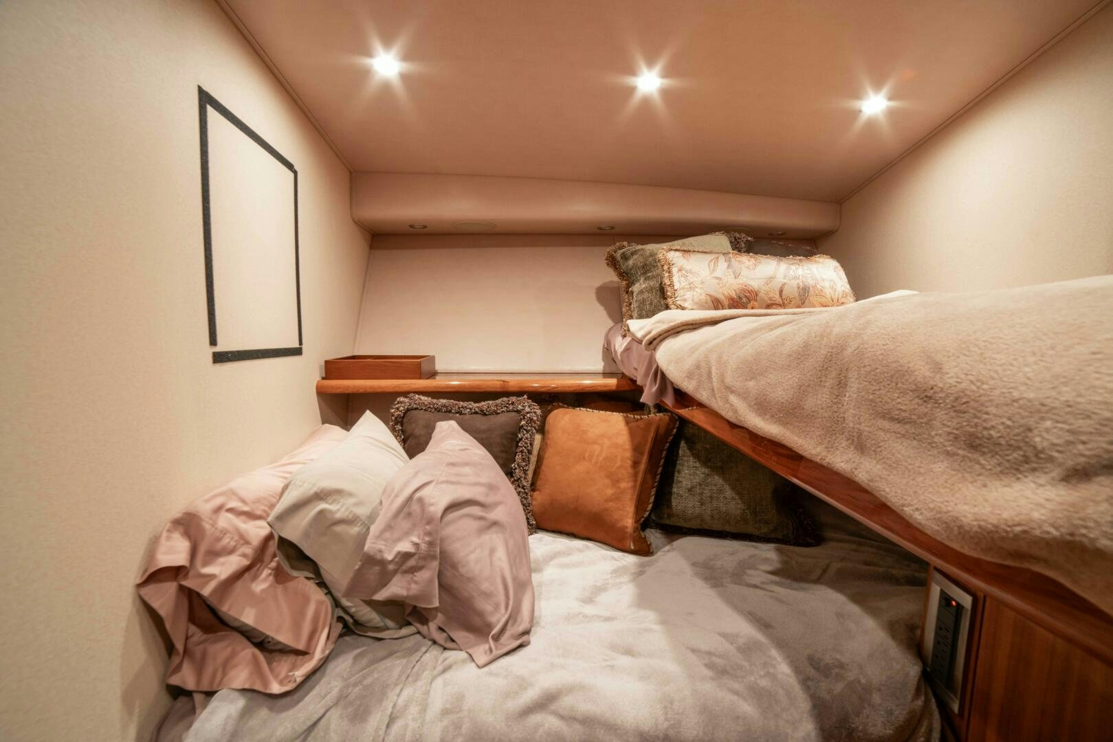 a couple of beds in a room aboard Z MOTIVATION Yacht for Sale