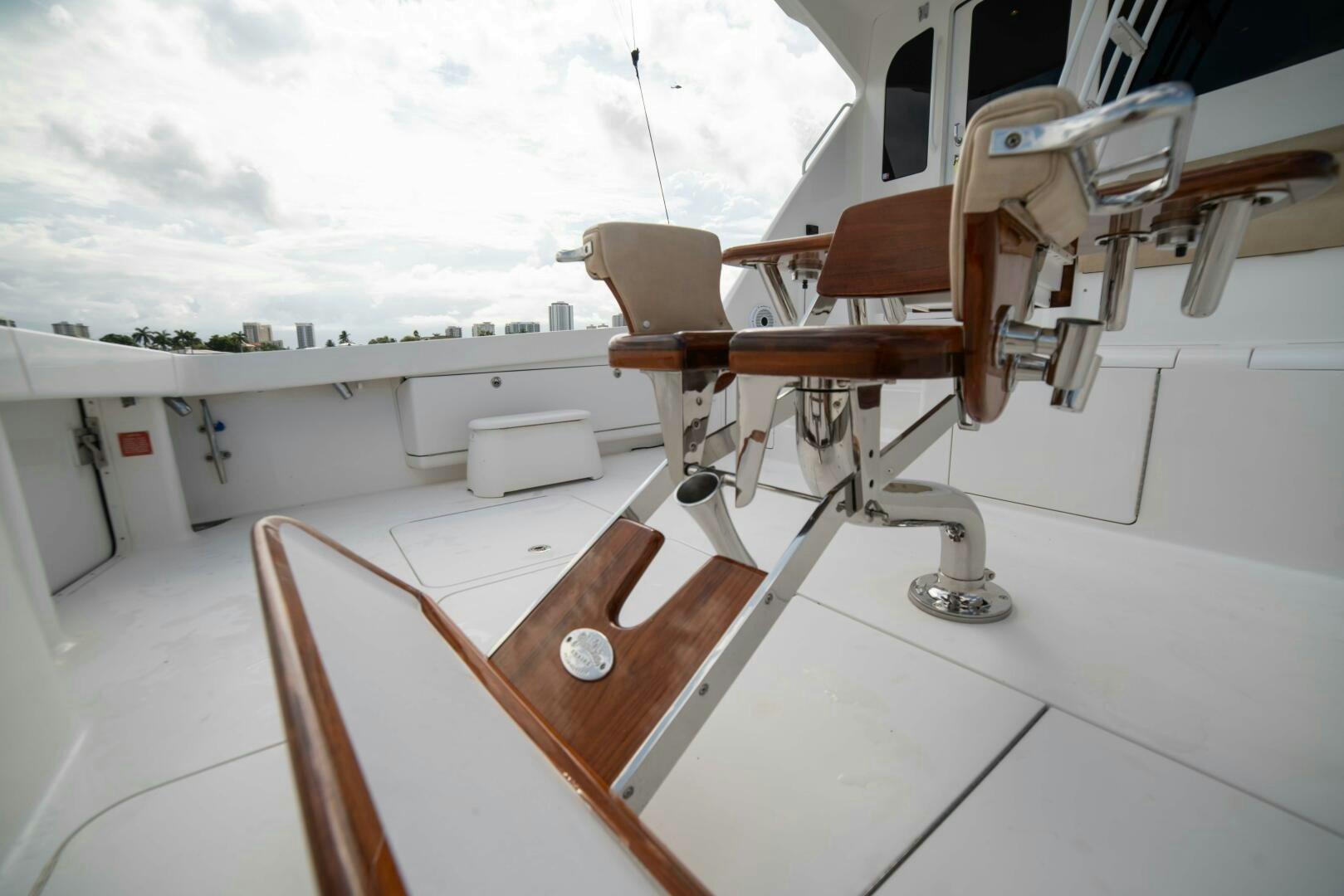 a white room with a table and chairs aboard Z MOTIVATION Yacht for Sale