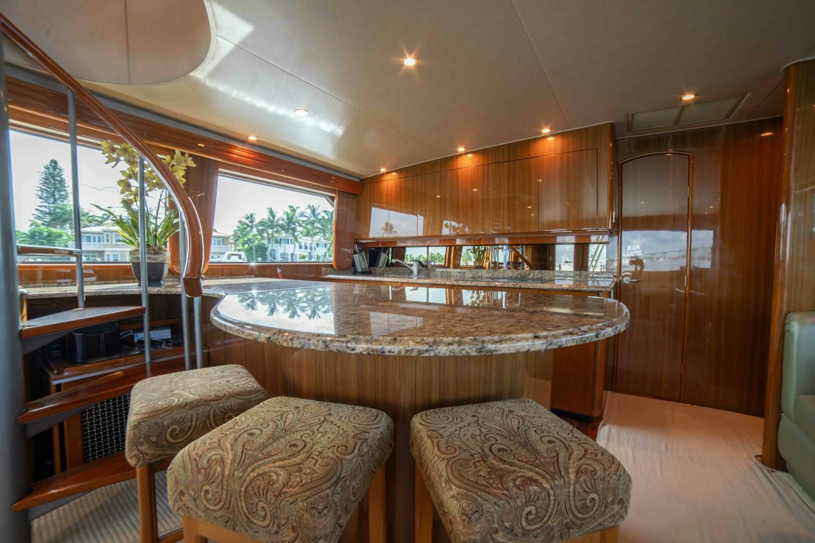a large kitchen with a large island aboard Z MOTIVATION Yacht for Sale
