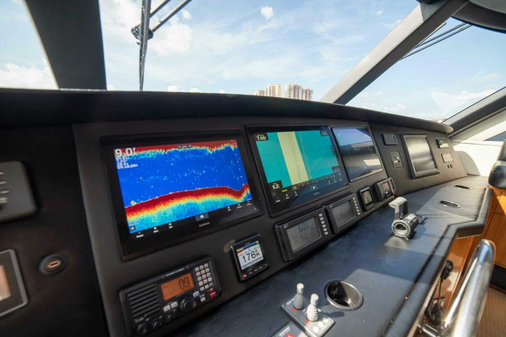 a screen on a vehicle aboard Z MOTIVATION Yacht for Sale