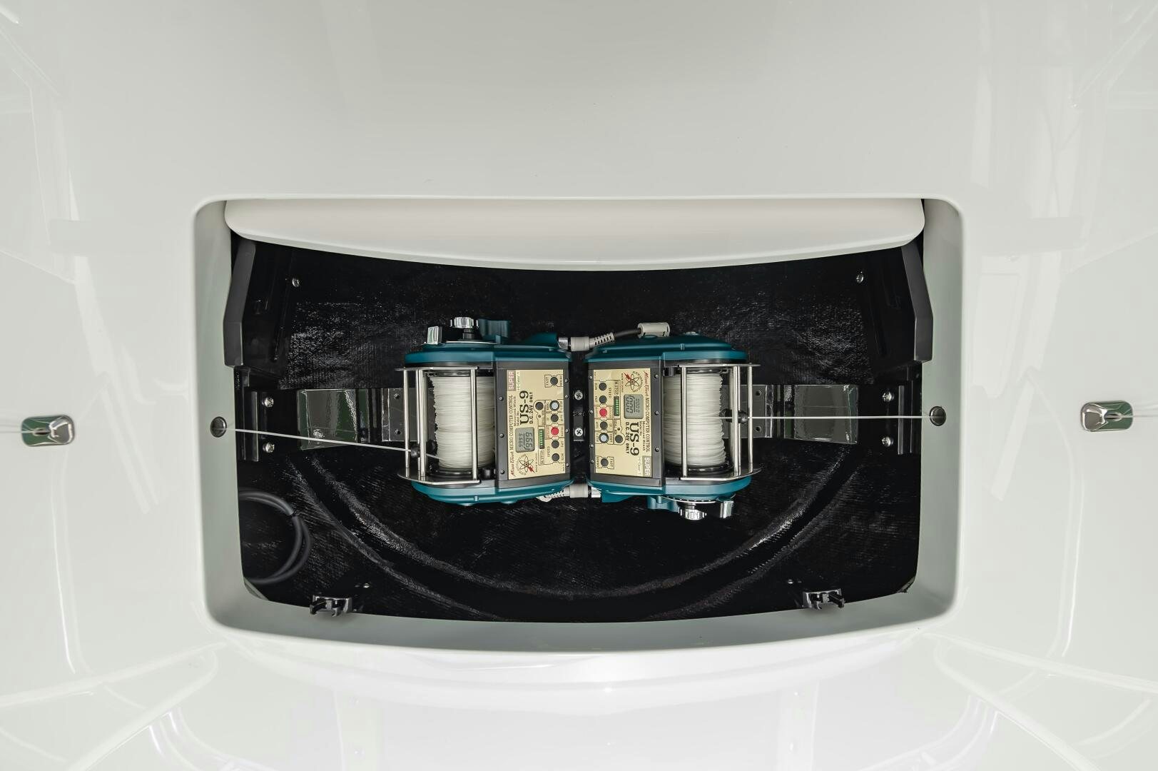 a white electrical box with wires aboard MERCENARIA Yacht for Sale